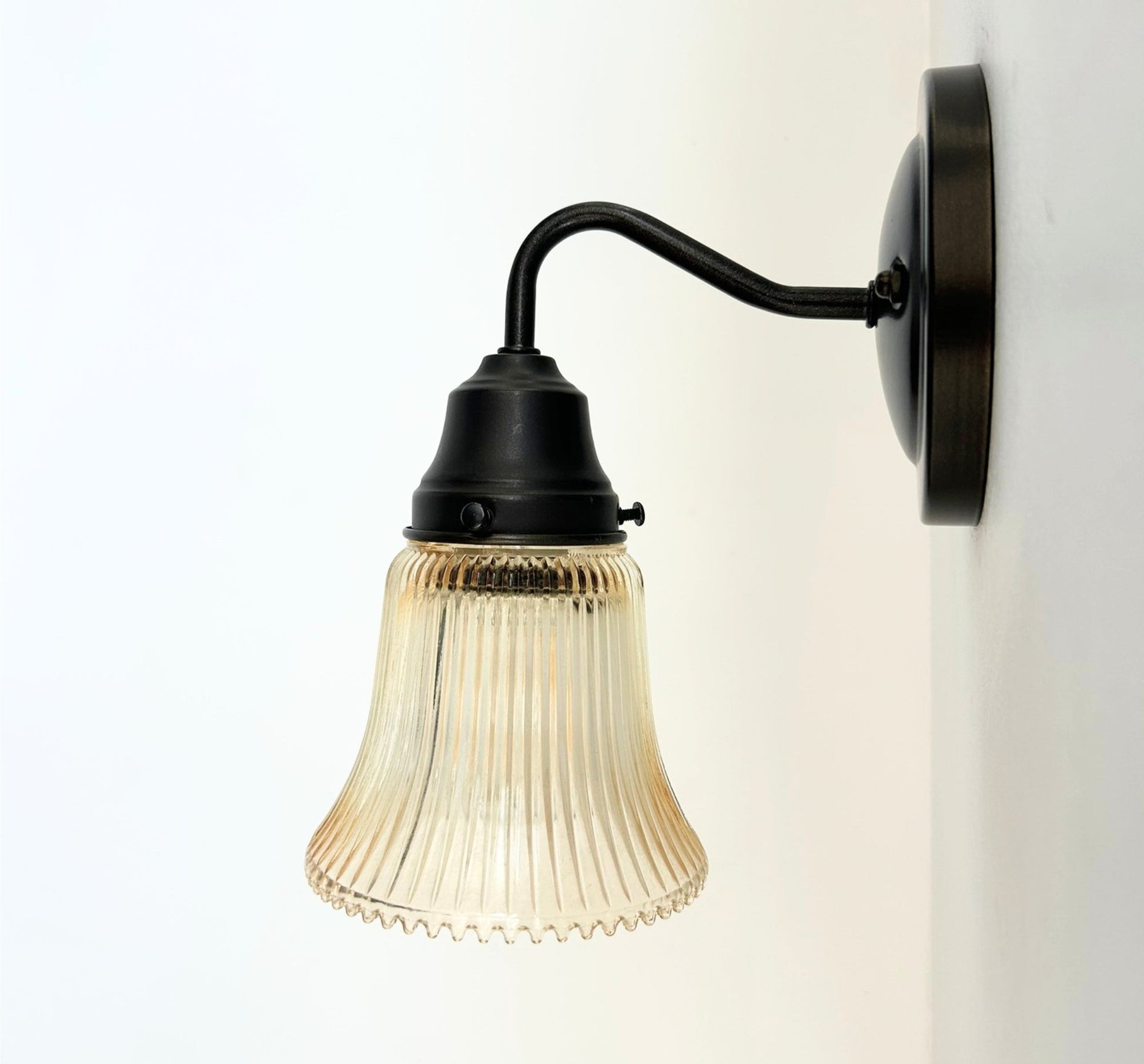 Amber Holophane Clear Glass Wall Sconce or Pendant Light