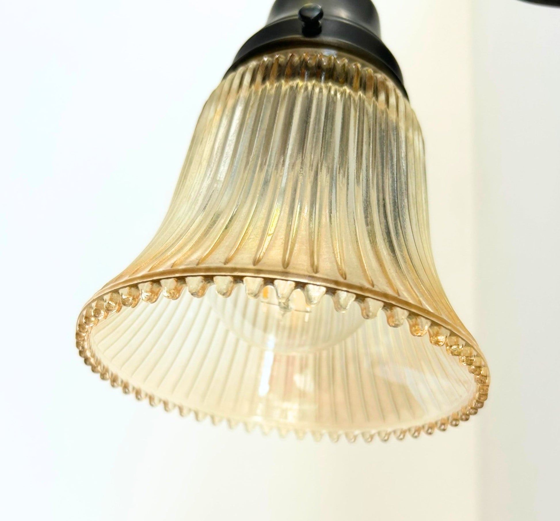 Amber Holophane Clear Glass Wall Sconce or Pendant Light