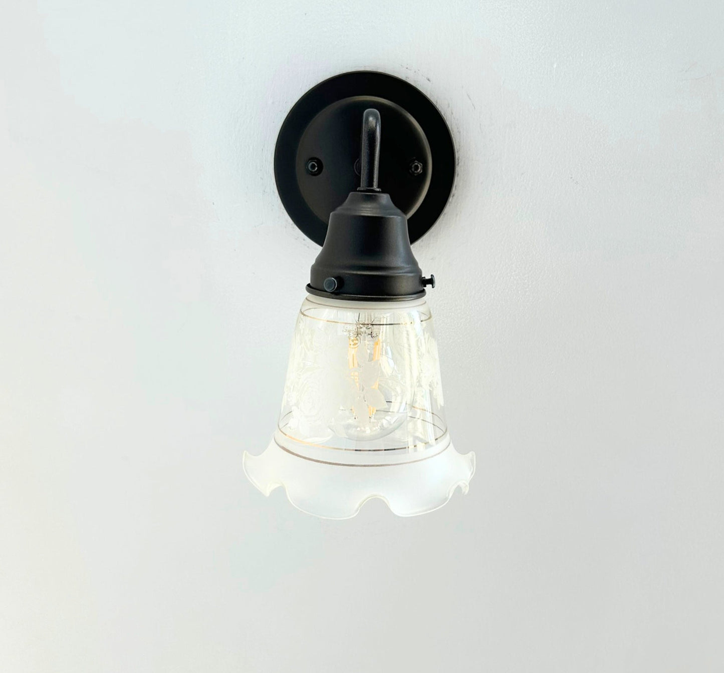 Rose Design Banded Frost and Clear Flare Wall Sconce