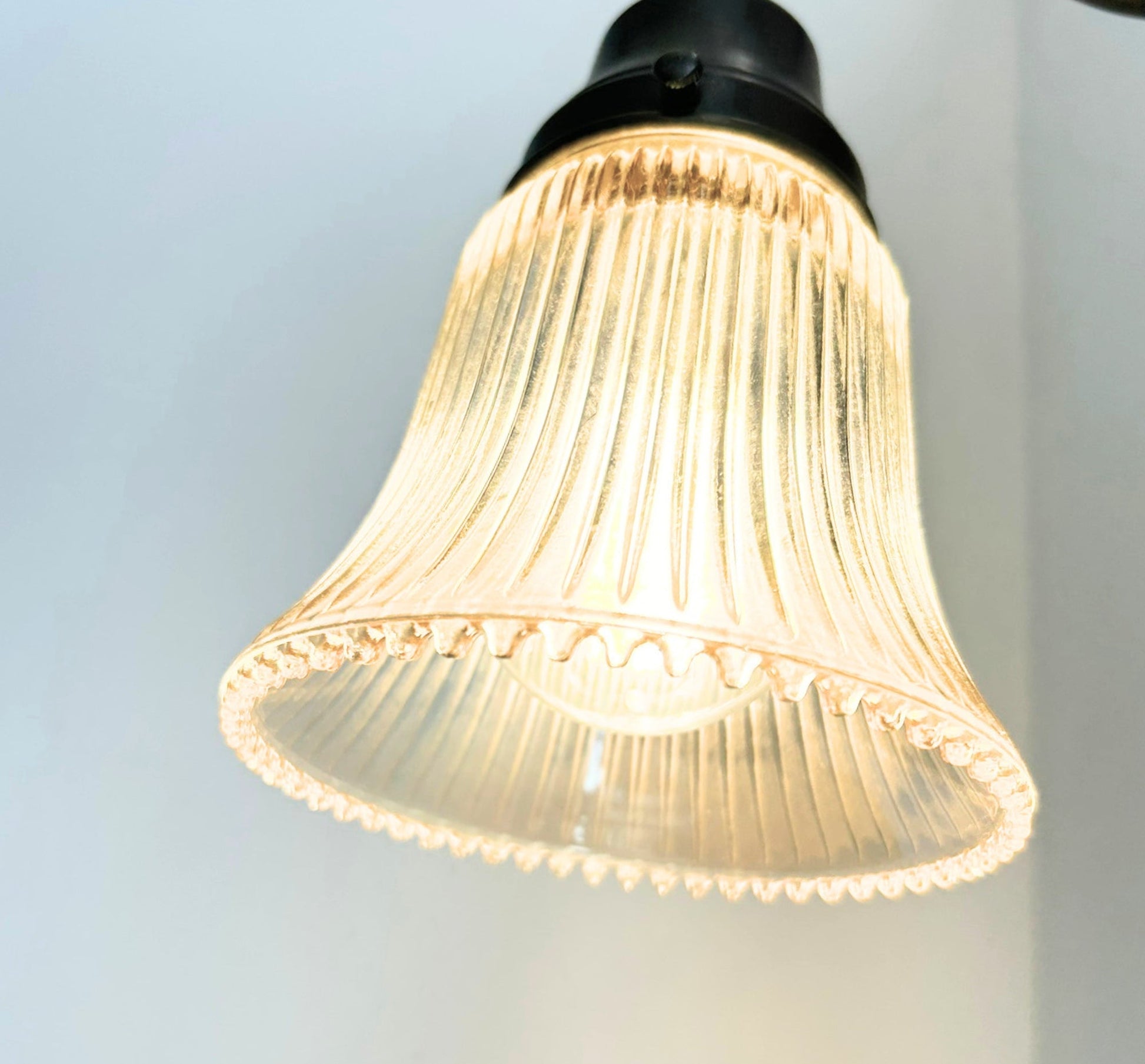 Amber Holophane Clear Glass Wall Sconce or Pendant Light