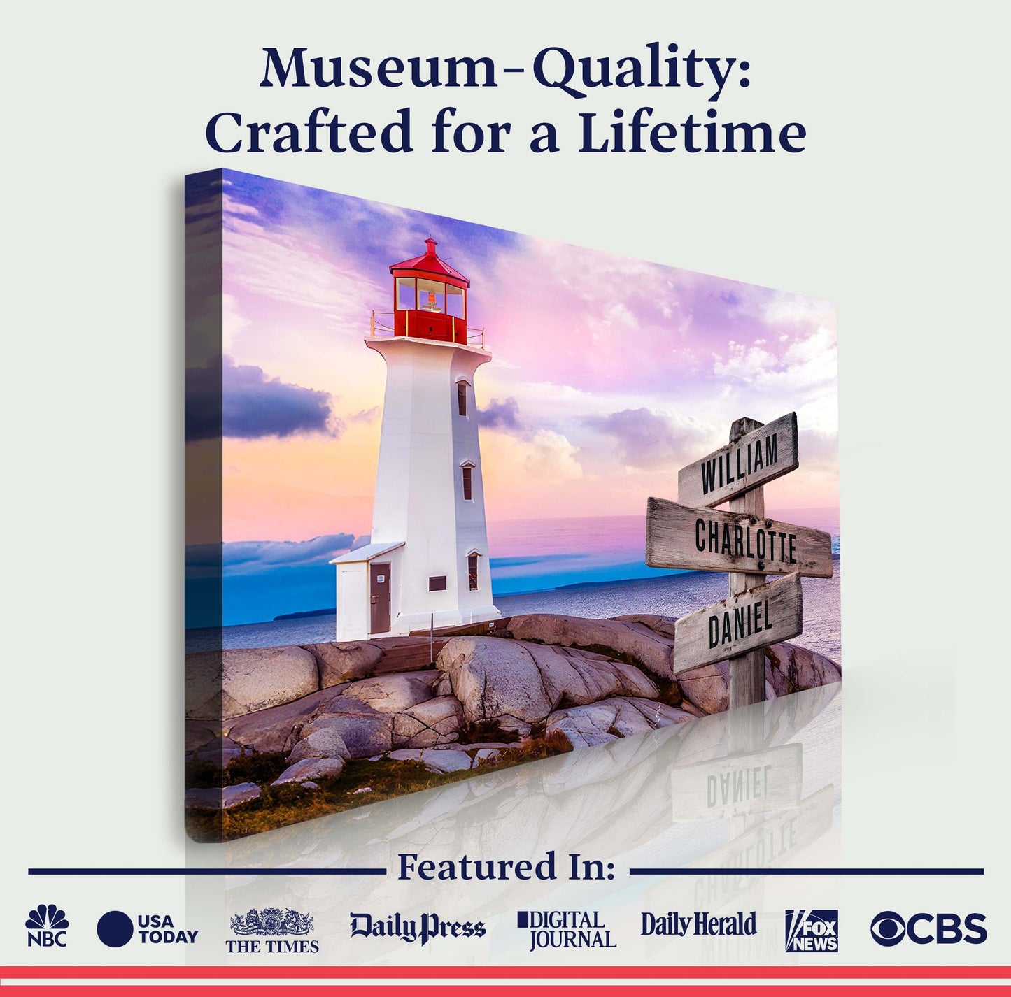 Lighthouse Family Names Sign