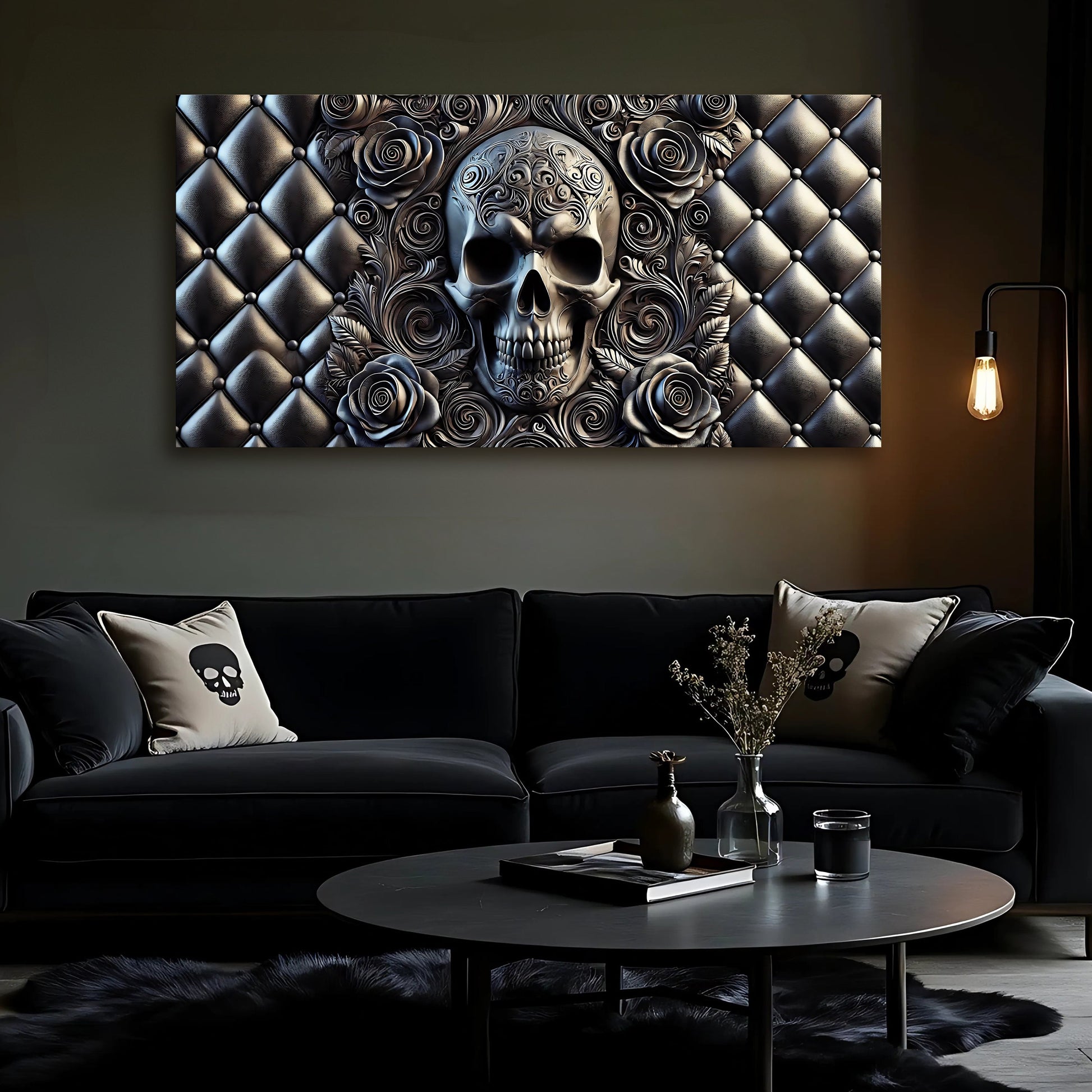 3D Rose And Skull Wall Art IV