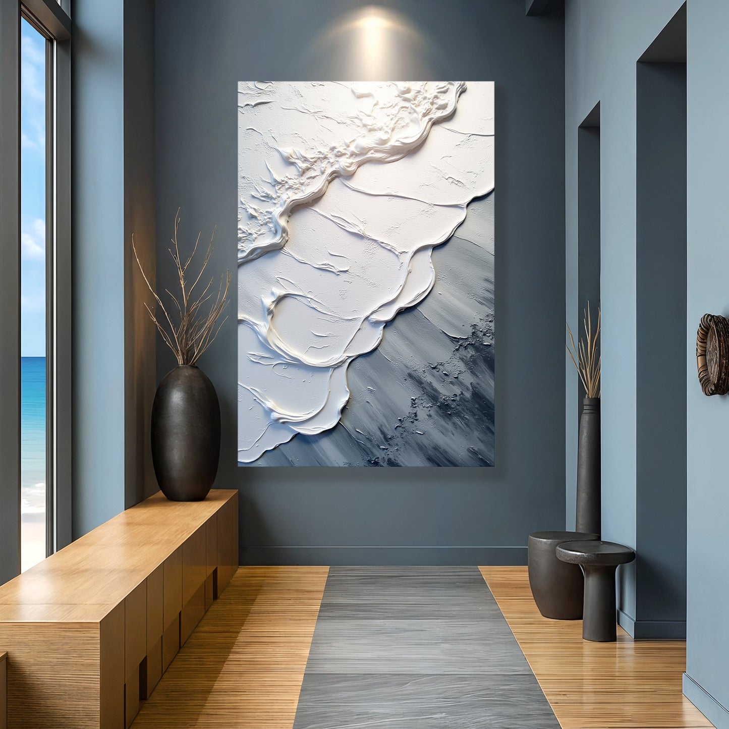 Abstract Minimalist Wave Impasto Wall Art II