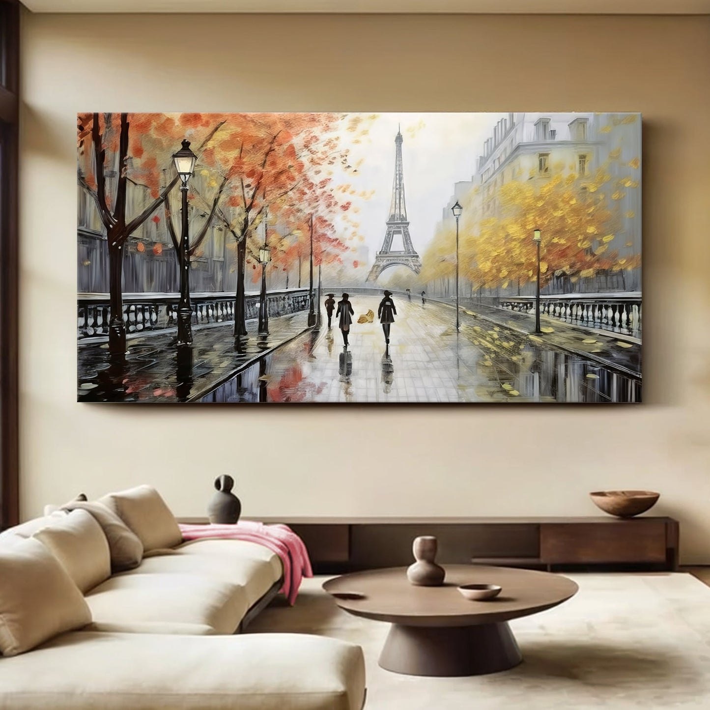 Parisian Rain Cityscape Impasto Wall Art