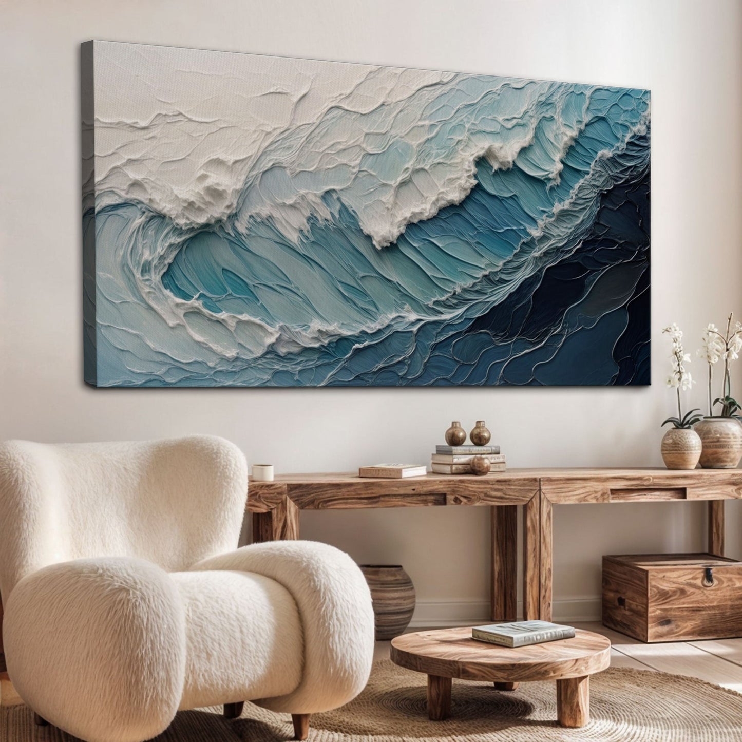Ocean's Embrace Seascape Impasto Wall Art