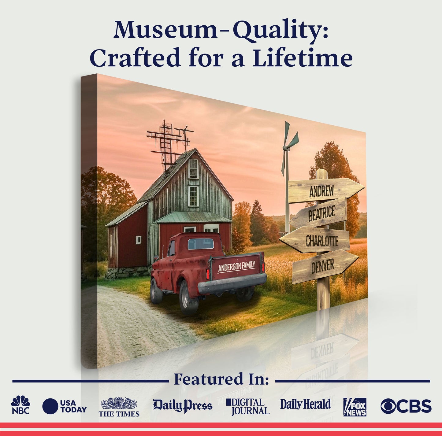 Old Truck Barn Family Names Sign