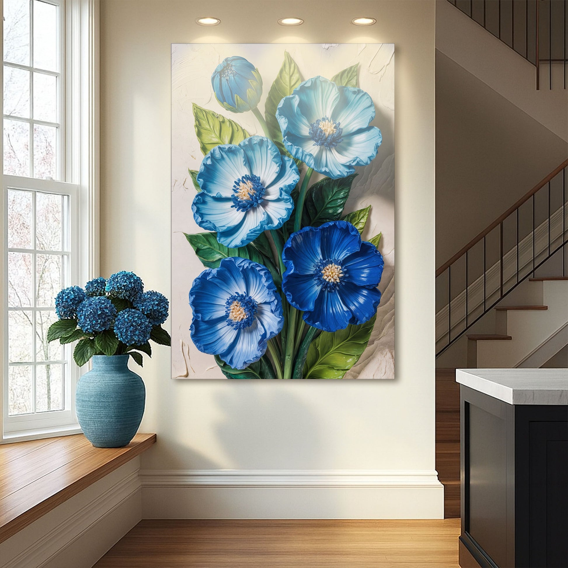 Blue Blossom Bouquet Impasto Wall Art