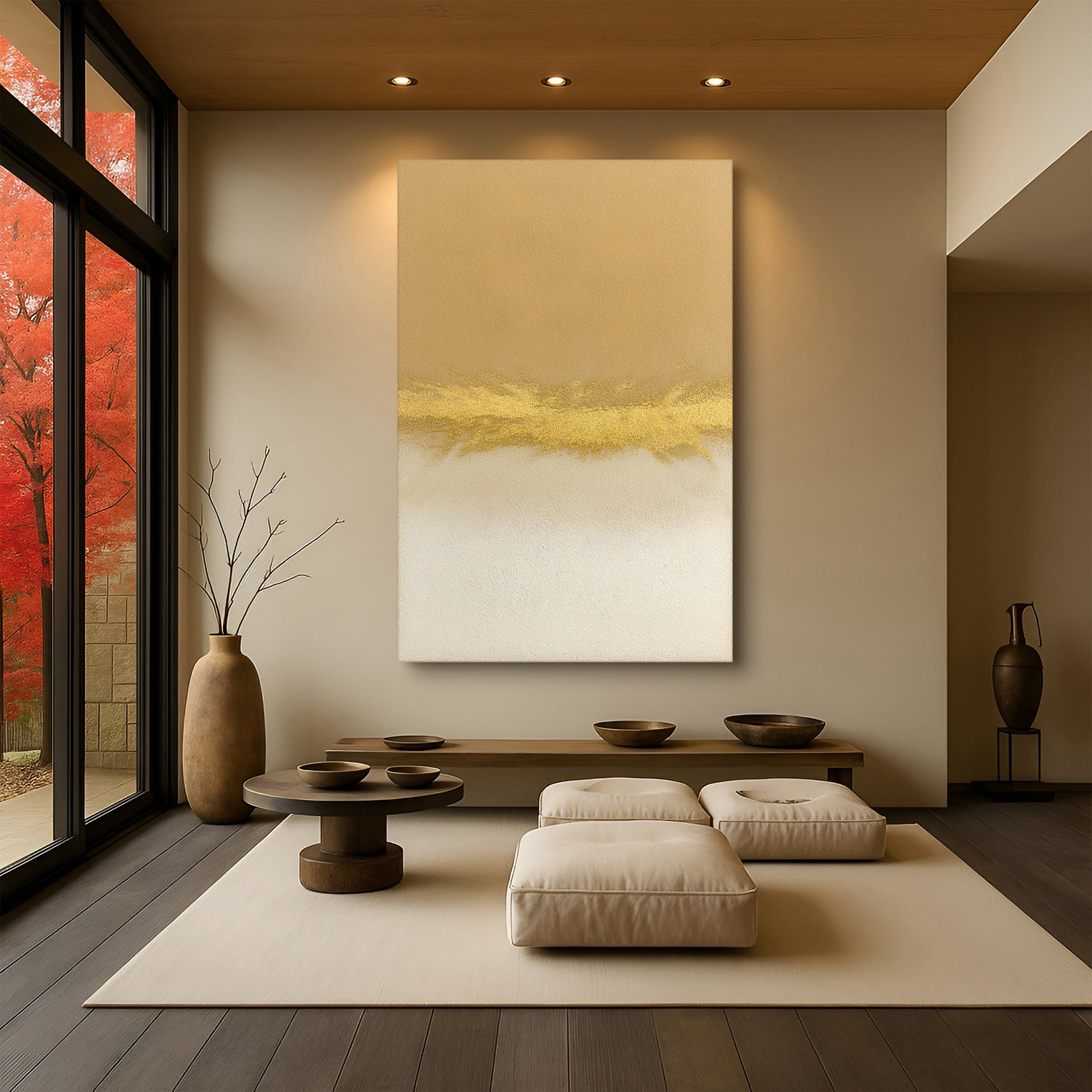 Minimalist White And Gold Wall Art