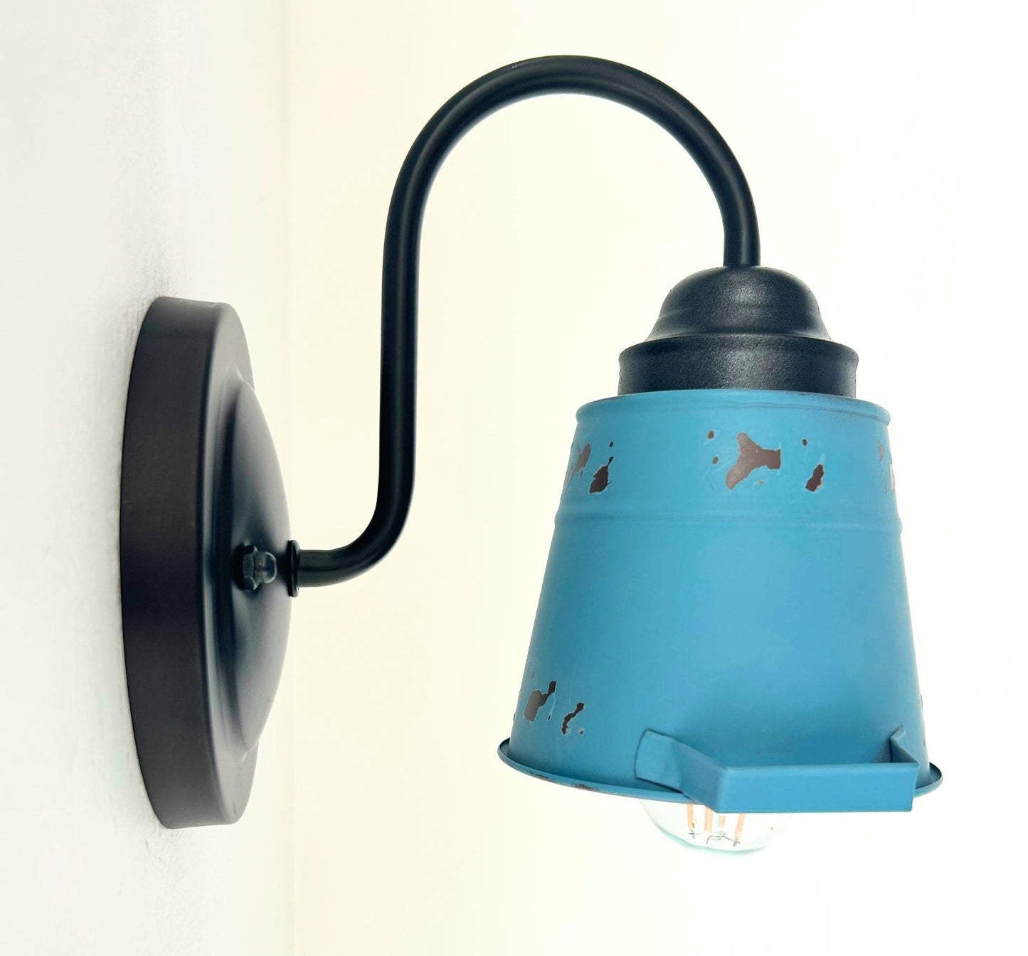 Distressed Rustic Blue Farmhouse Wall Sconce