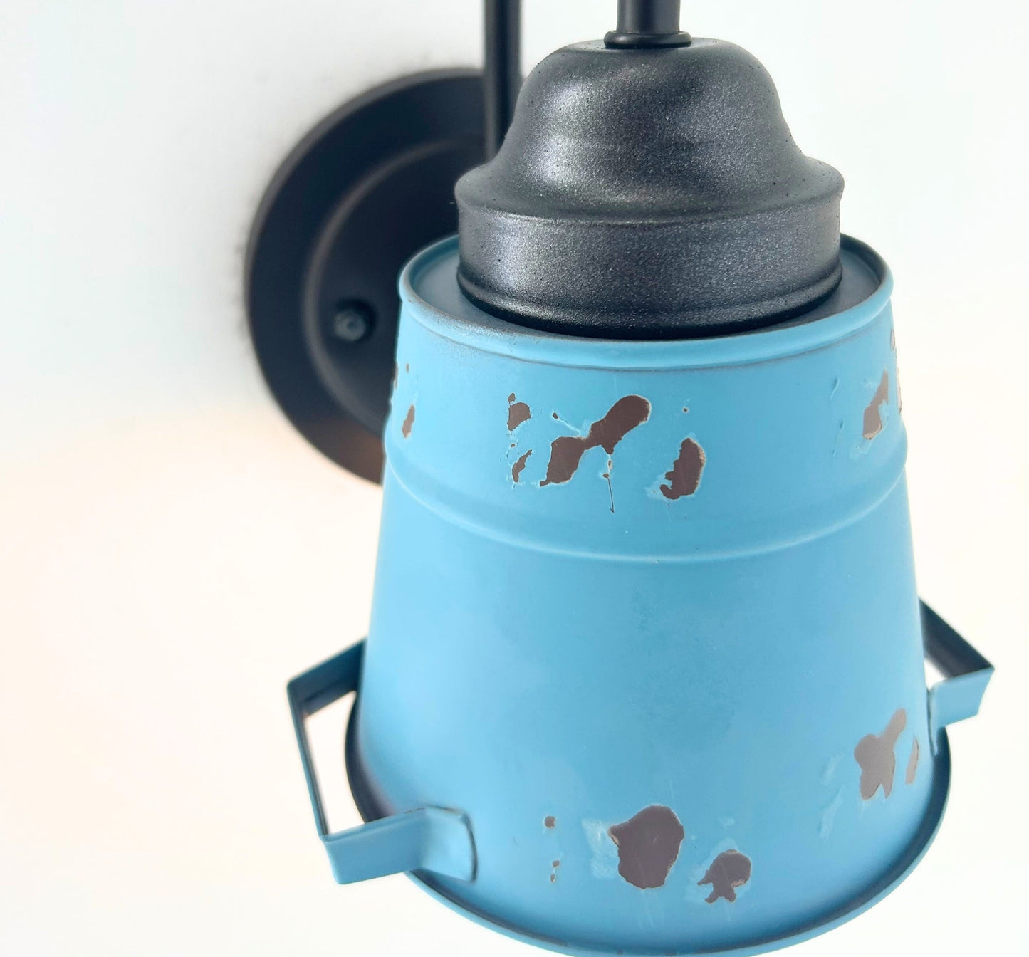 Distressed Rustic Blue Farmhouse Wall Sconce