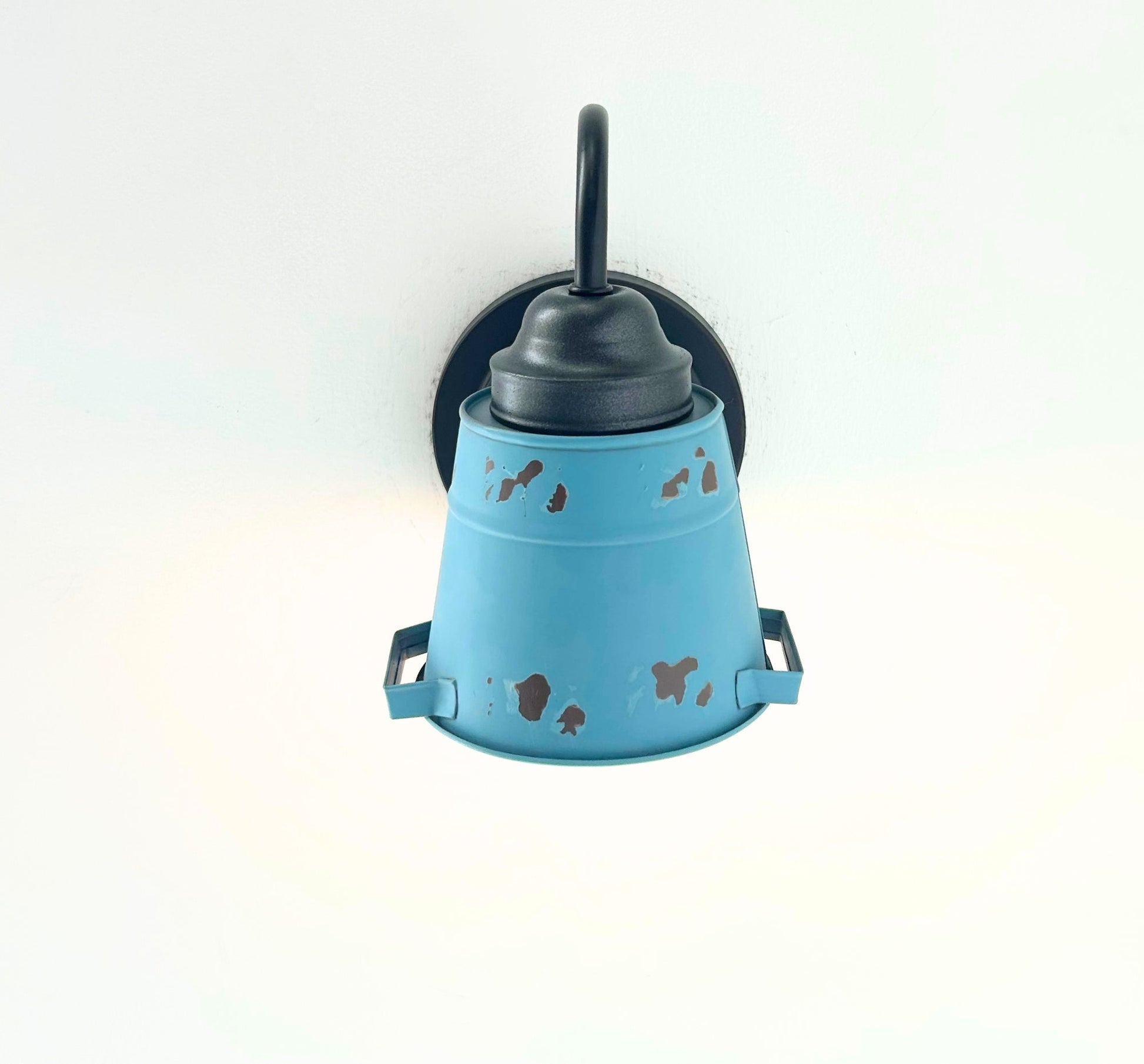 Distressed Rustic Blue Farmhouse Wall Sconce