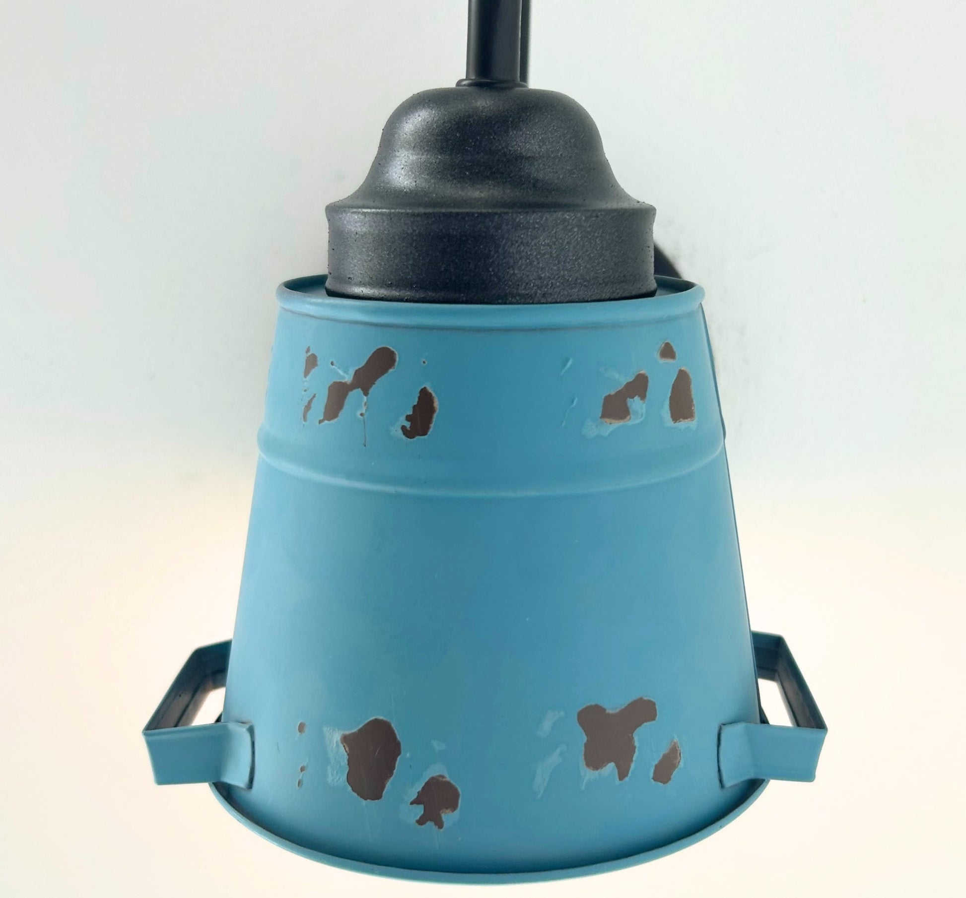 Distressed Rustic Blue Farmhouse Wall Sconce