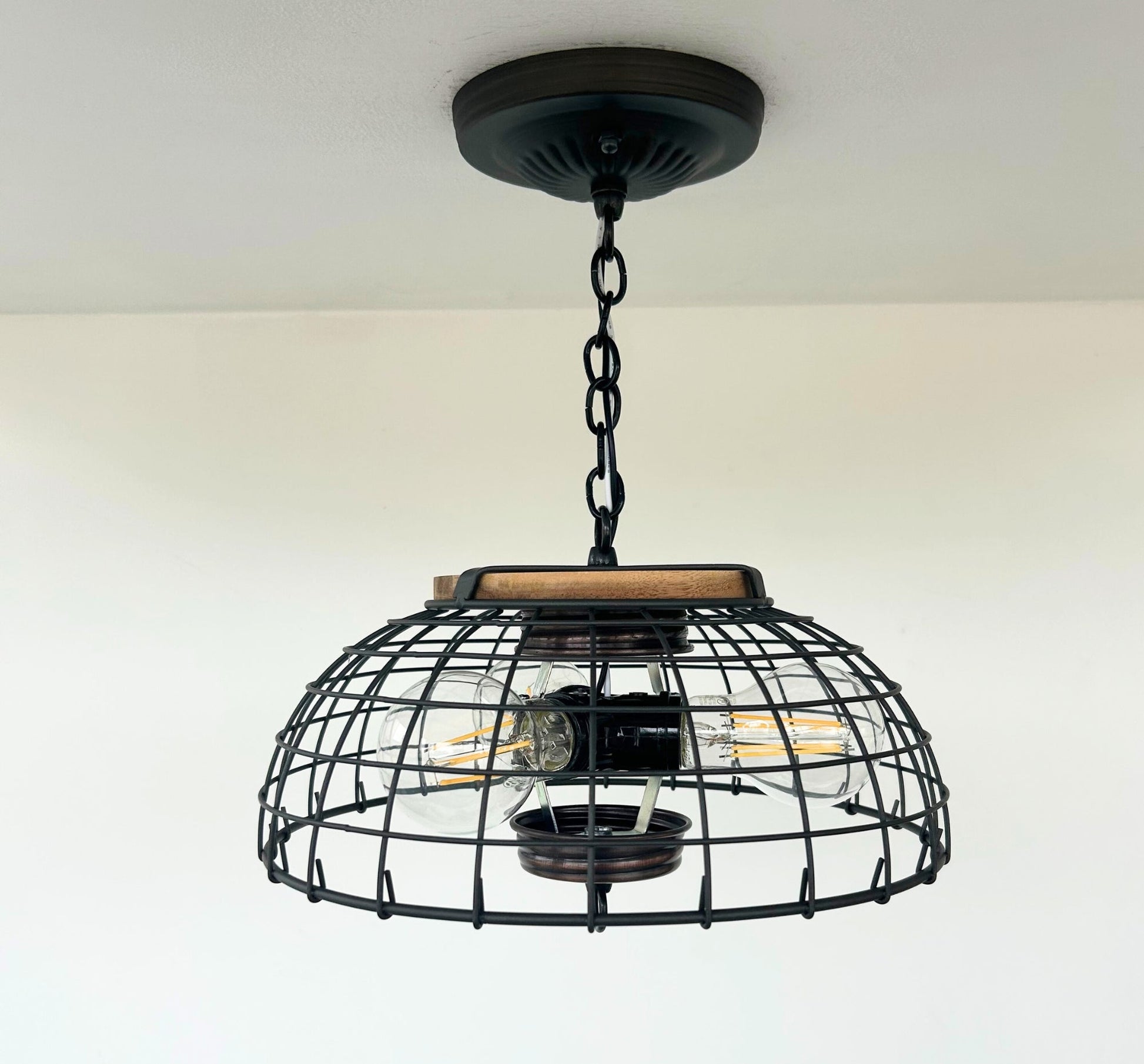 Rustic Industrial Wire Cage Pendant Light