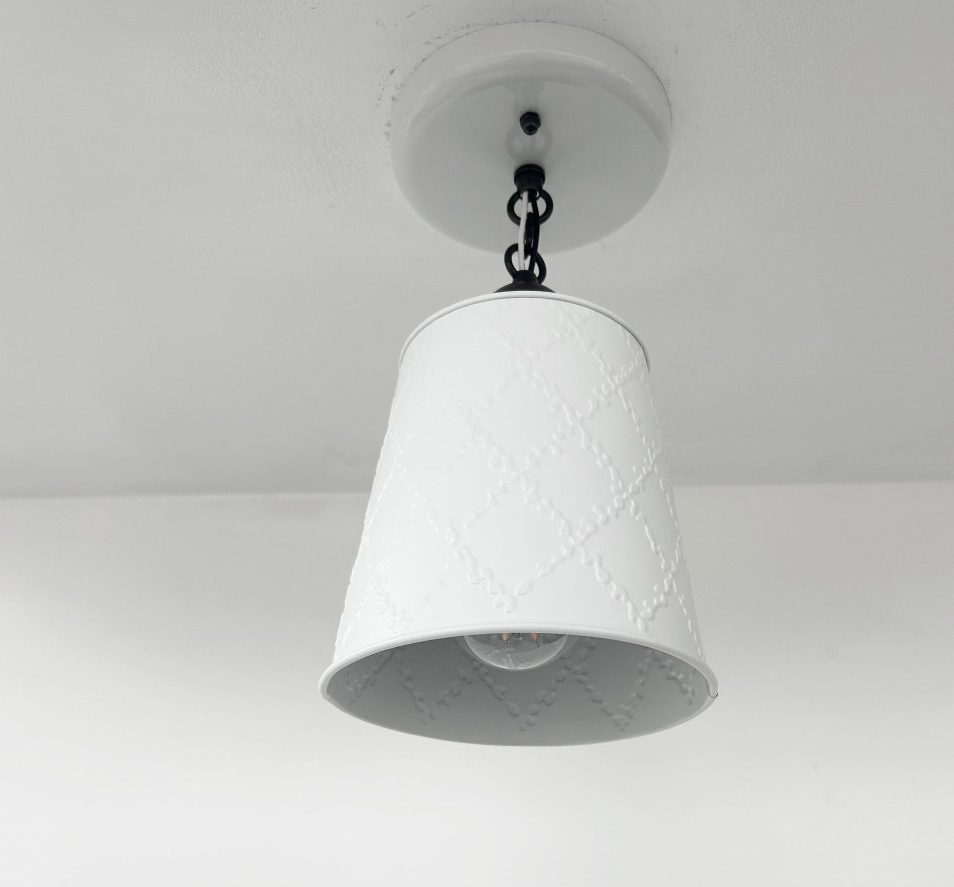 Embossed White Tin Ceiling Light