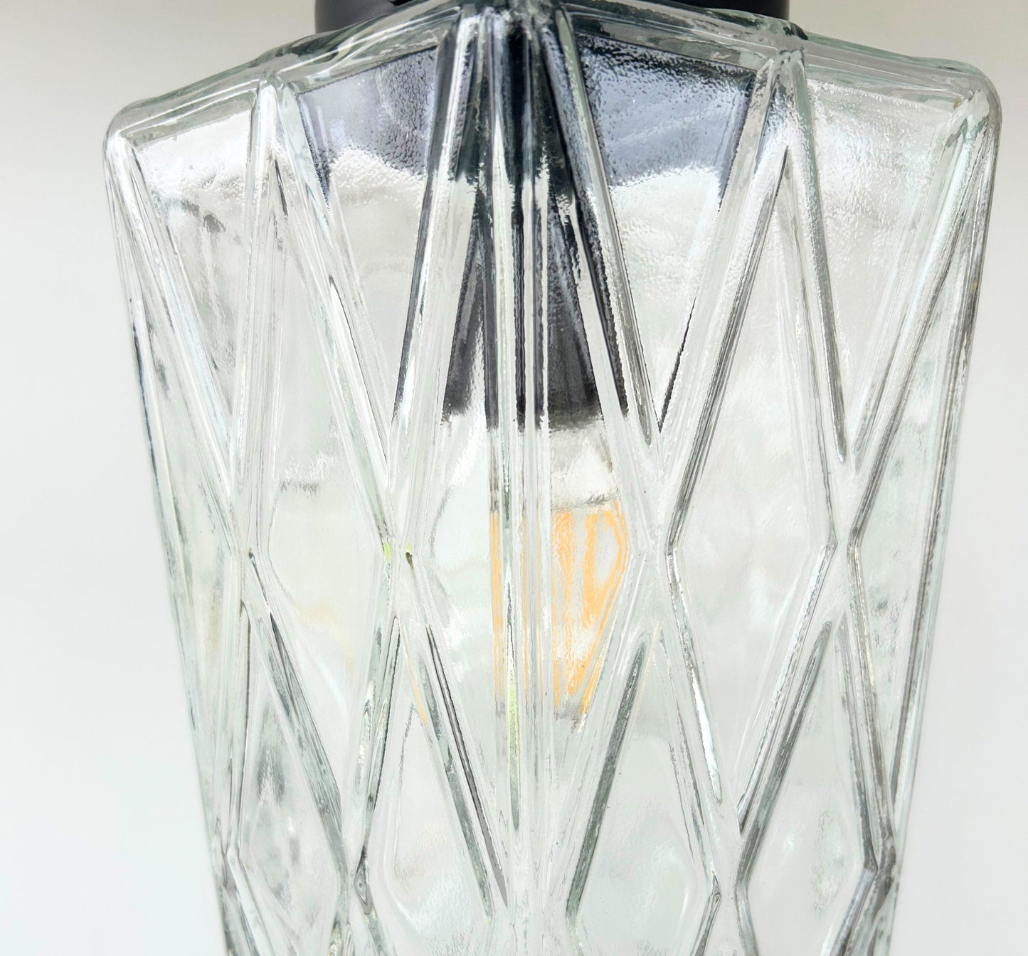 Vintage Diamond Prism Glass Pendant Light