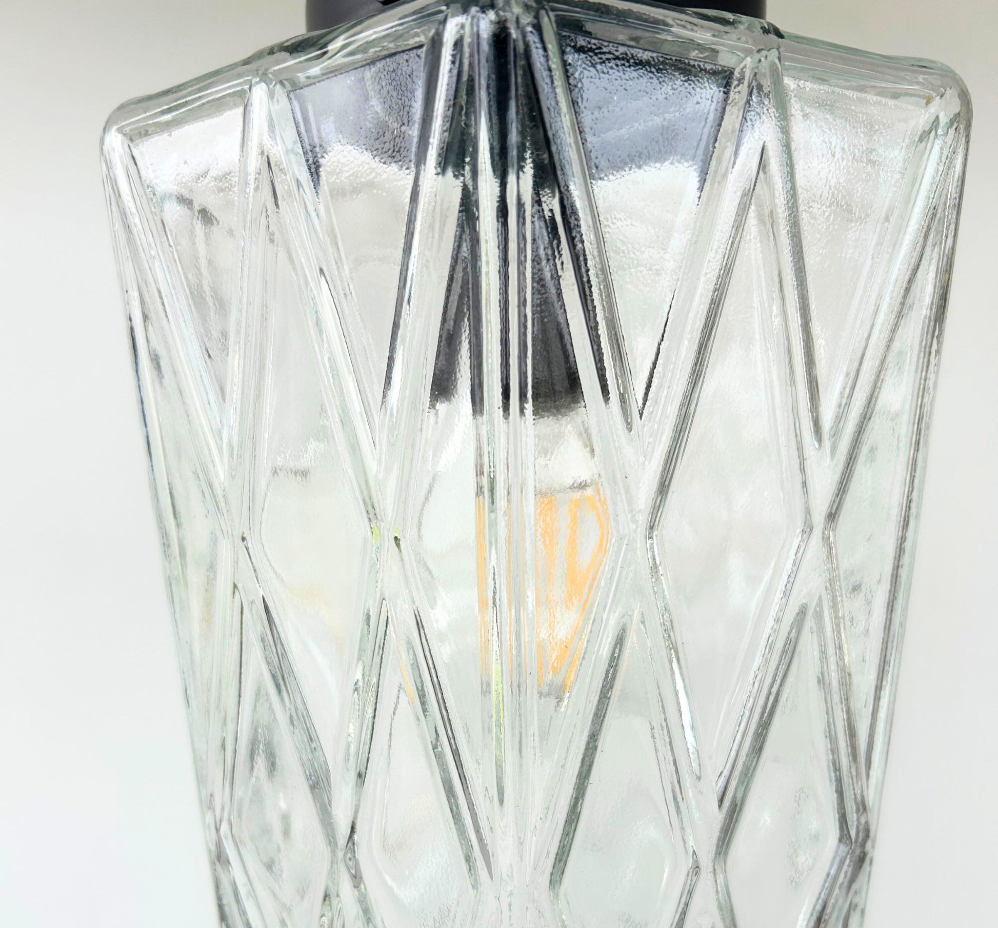 Vintage Diamond Prism Glass Pendant Light