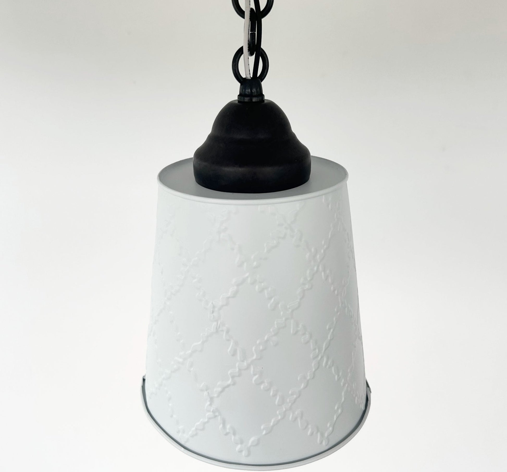 Embossed White Tin Ceiling Light