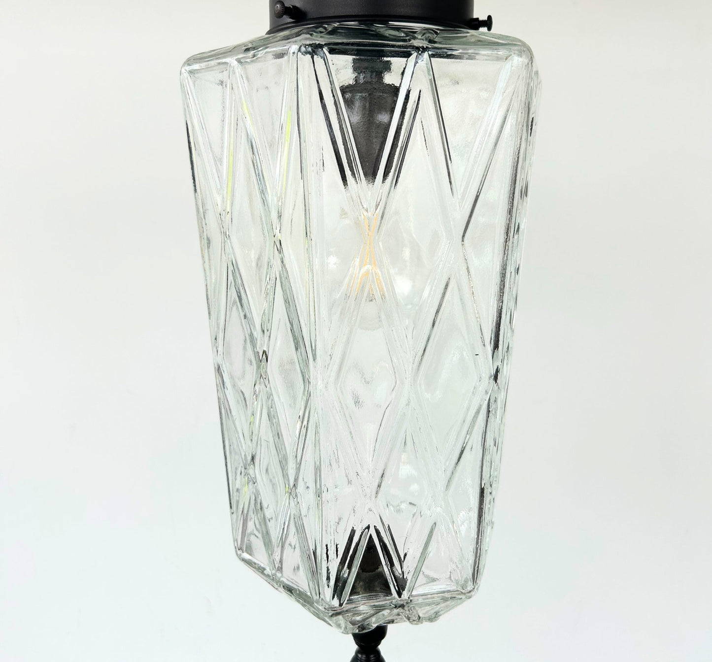 Vintage Diamond Prism Glass Pendant Light