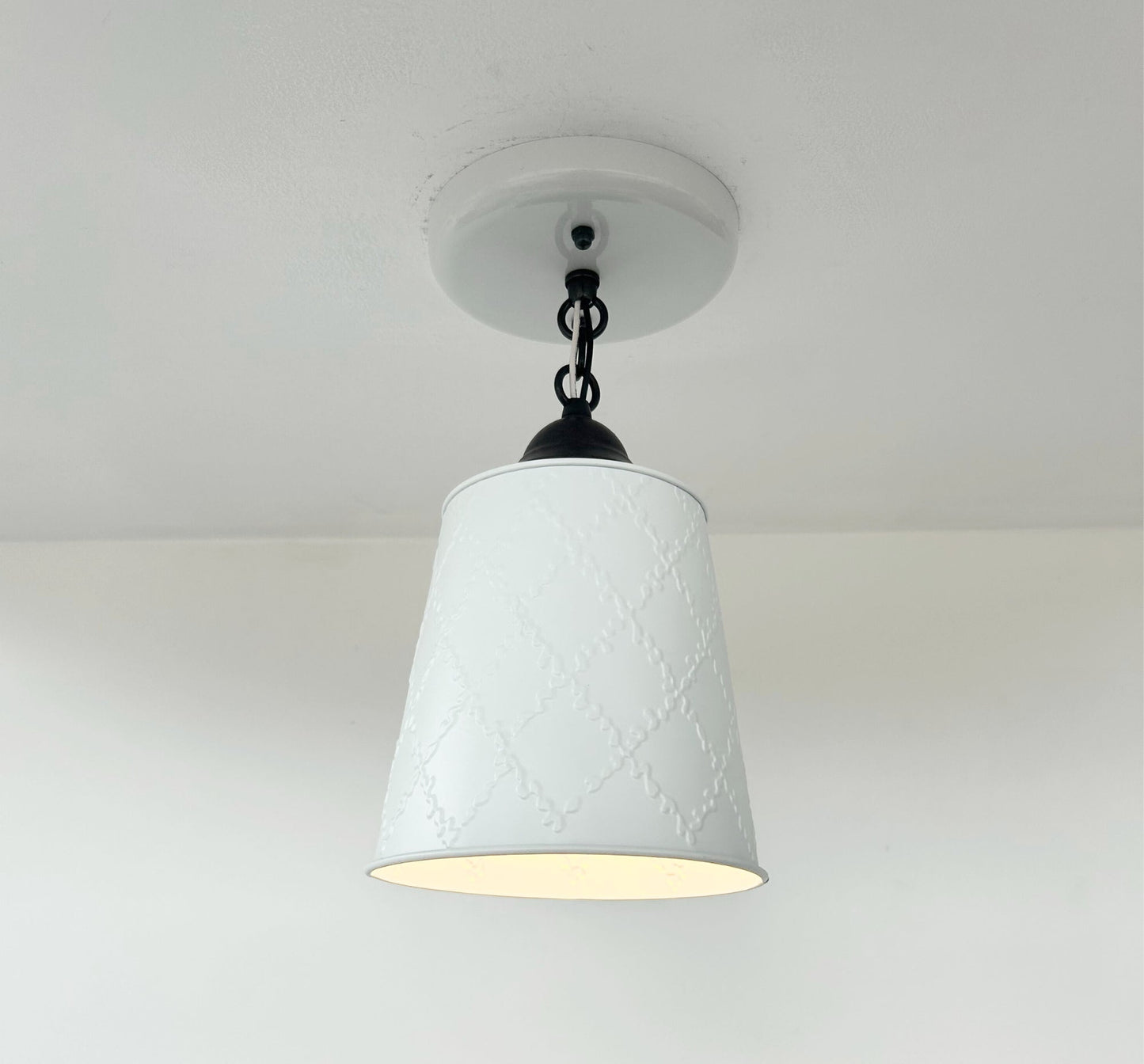 Embossed White Tin Ceiling Light
