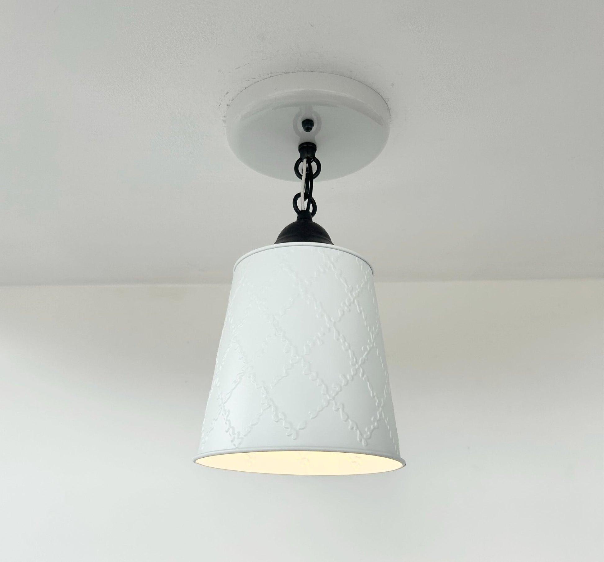 Embossed White Tin Ceiling Light