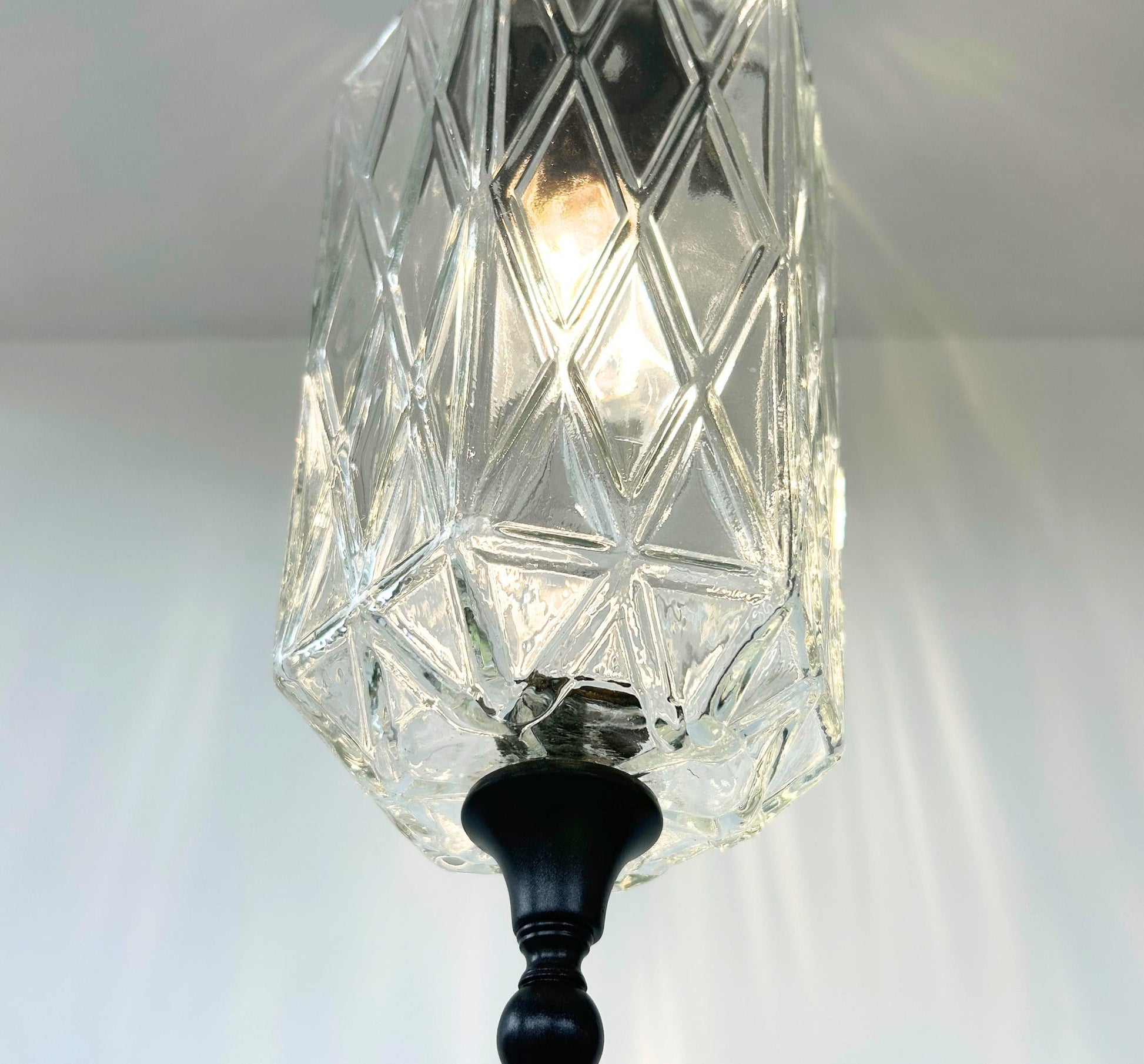Vintage Diamond Prism Glass Pendant Light