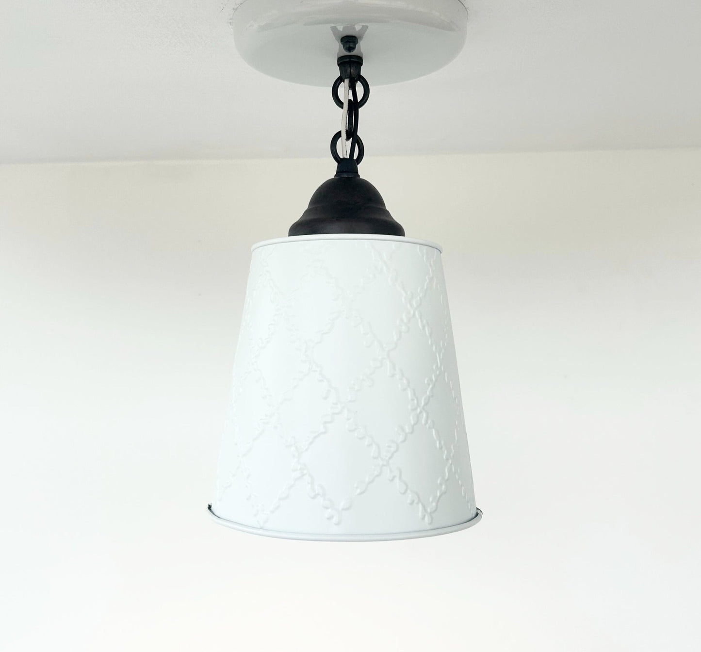 Embossed White Tin Ceiling Light