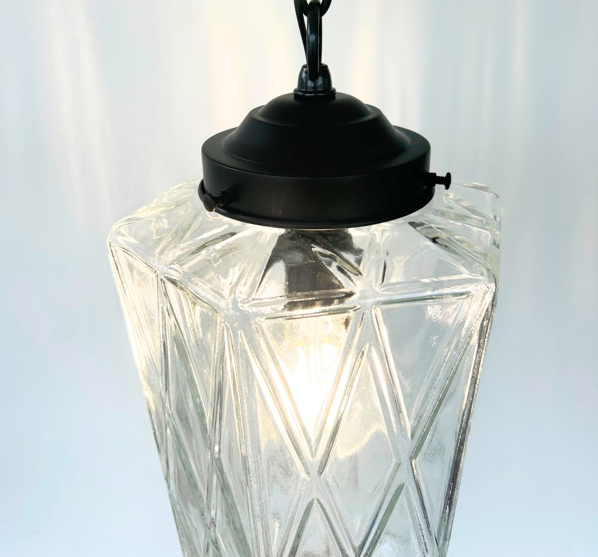 Vintage Diamond Prism Glass Pendant Light