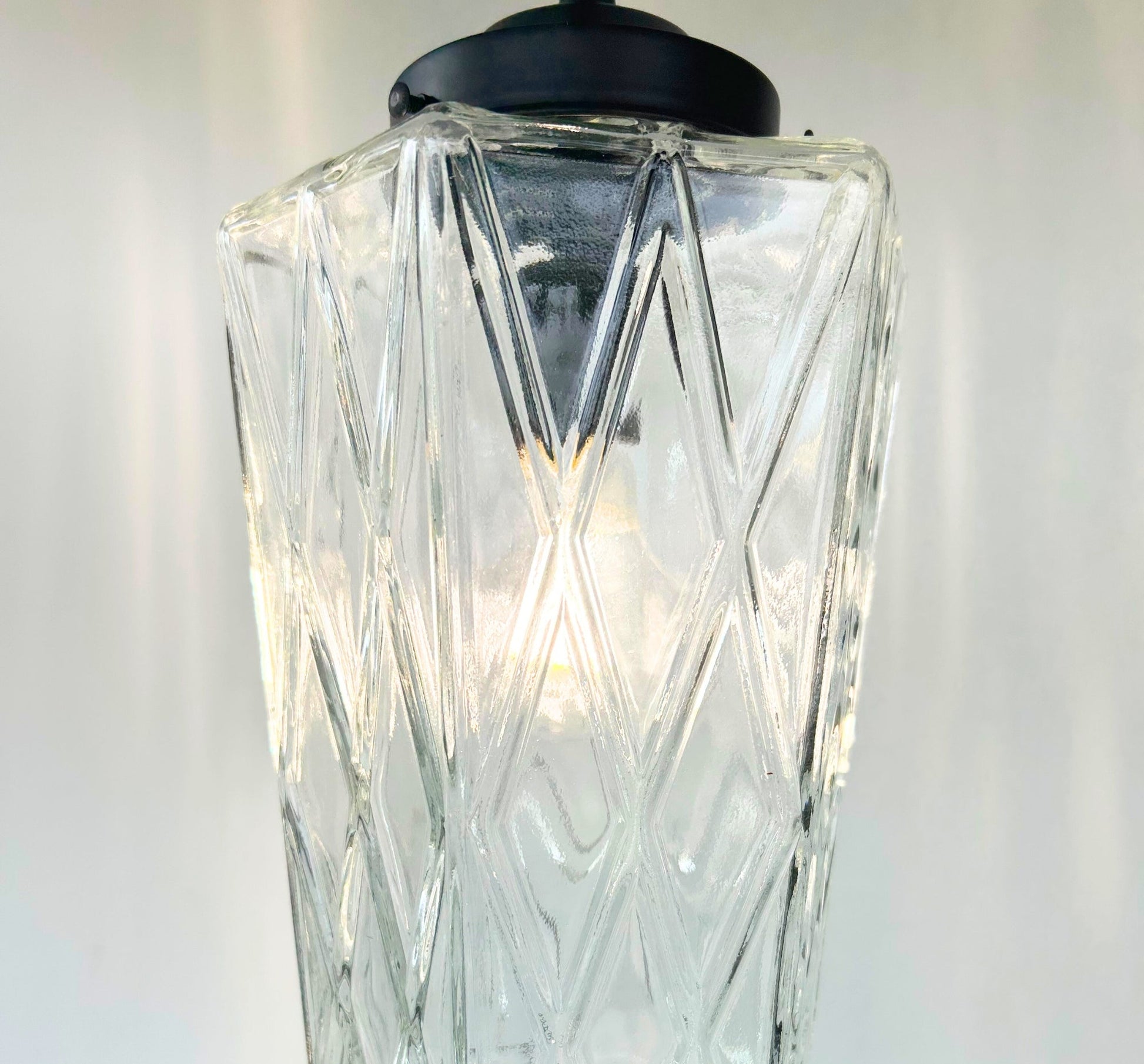 Vintage Diamond Prism Glass Pendant Light