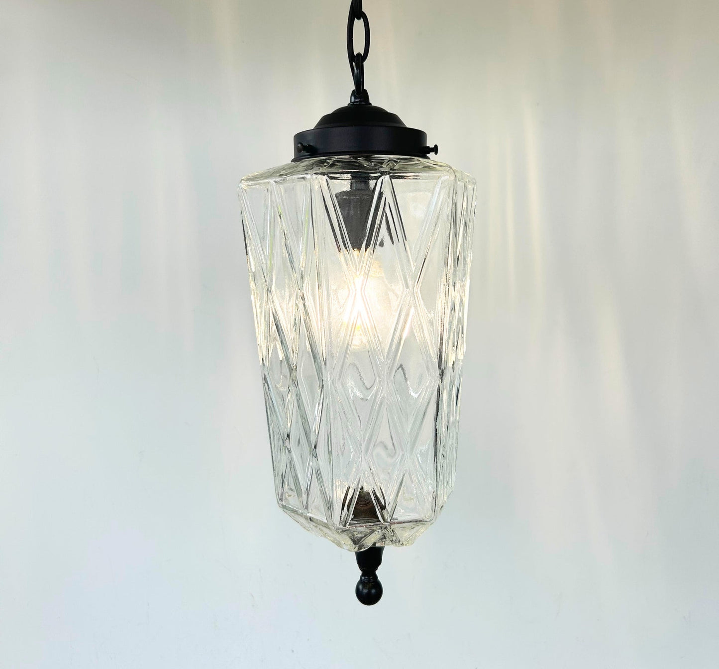 Vintage Diamond Prism Glass Pendant Light