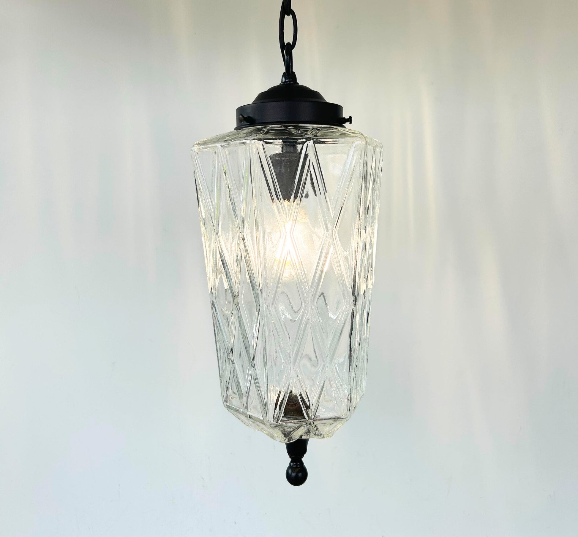 Vintage Diamond Prism Glass Pendant Light
