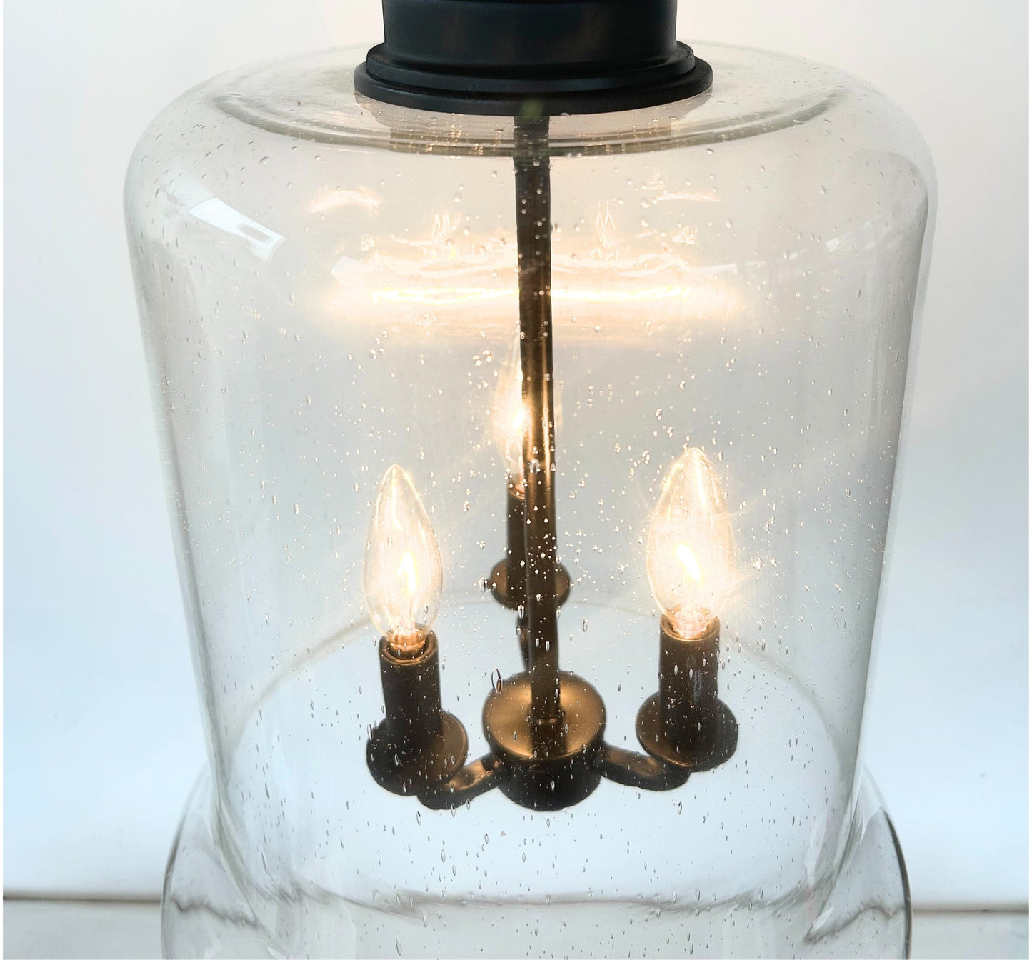 Extra Large Clear Seeded Glass Bell Pendant Light