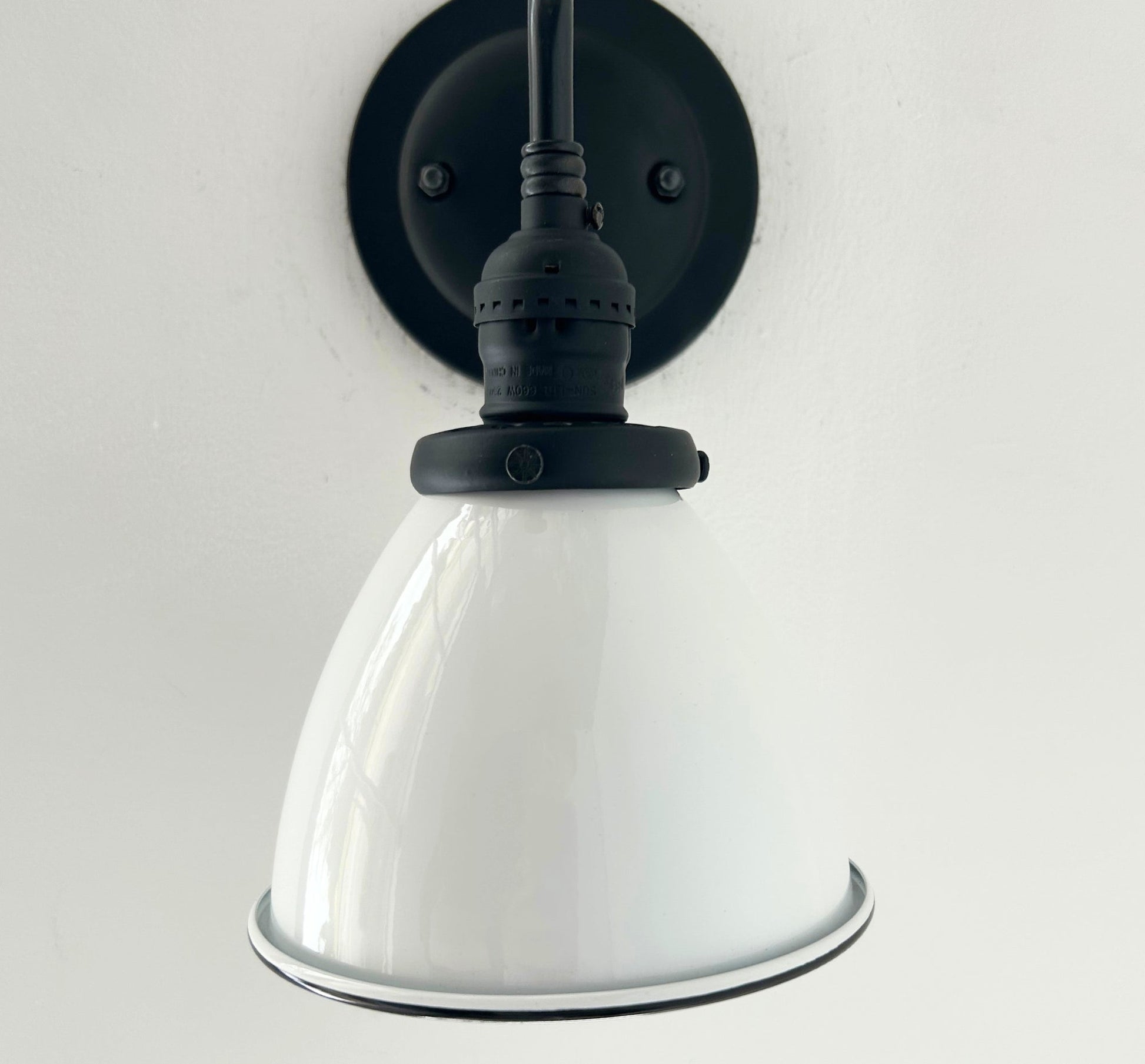 Petite White Enamel Farmhouse Wall Sconce Lighting