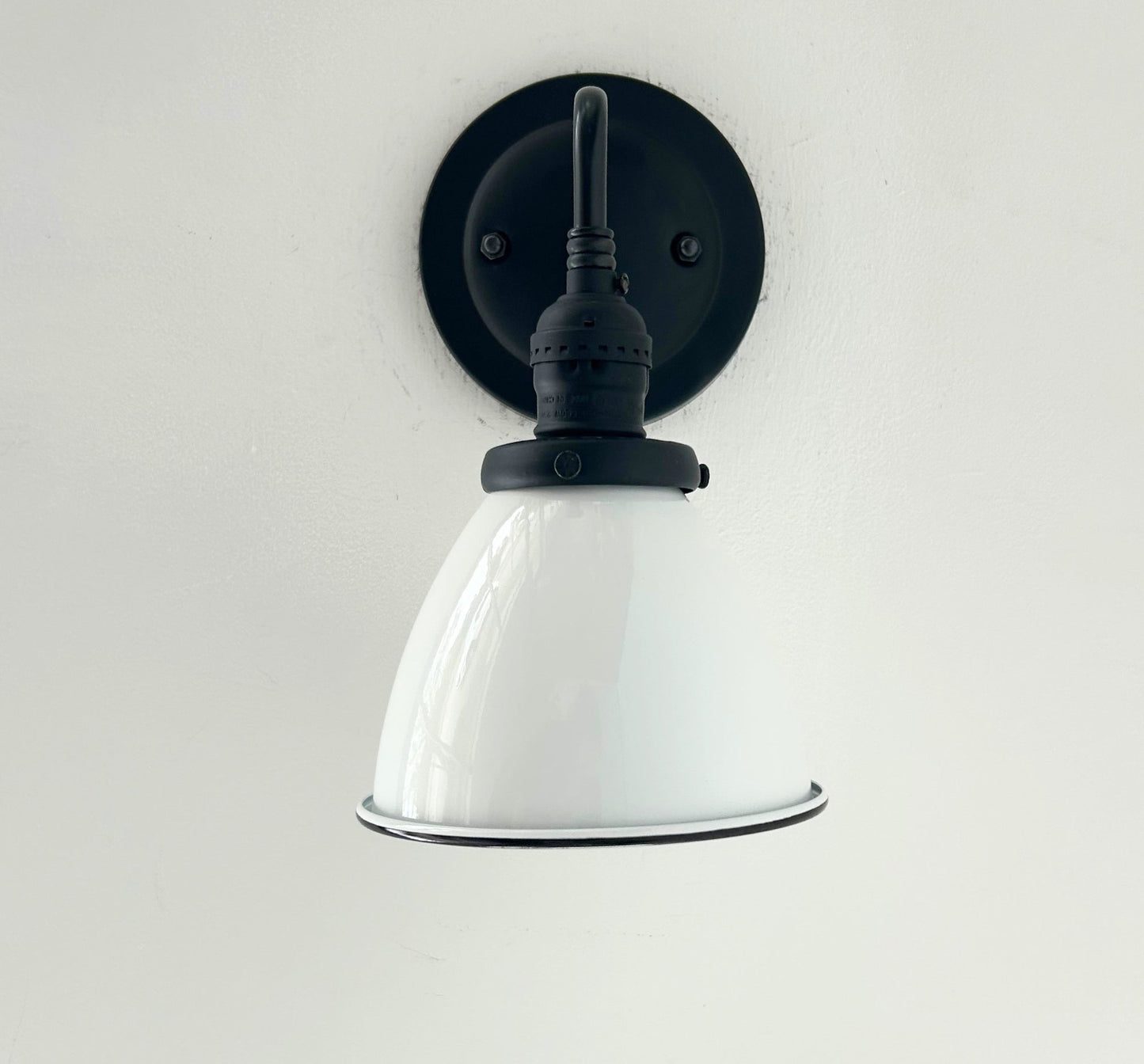 Petite White Enamel Farmhouse Wall Sconce Lighting