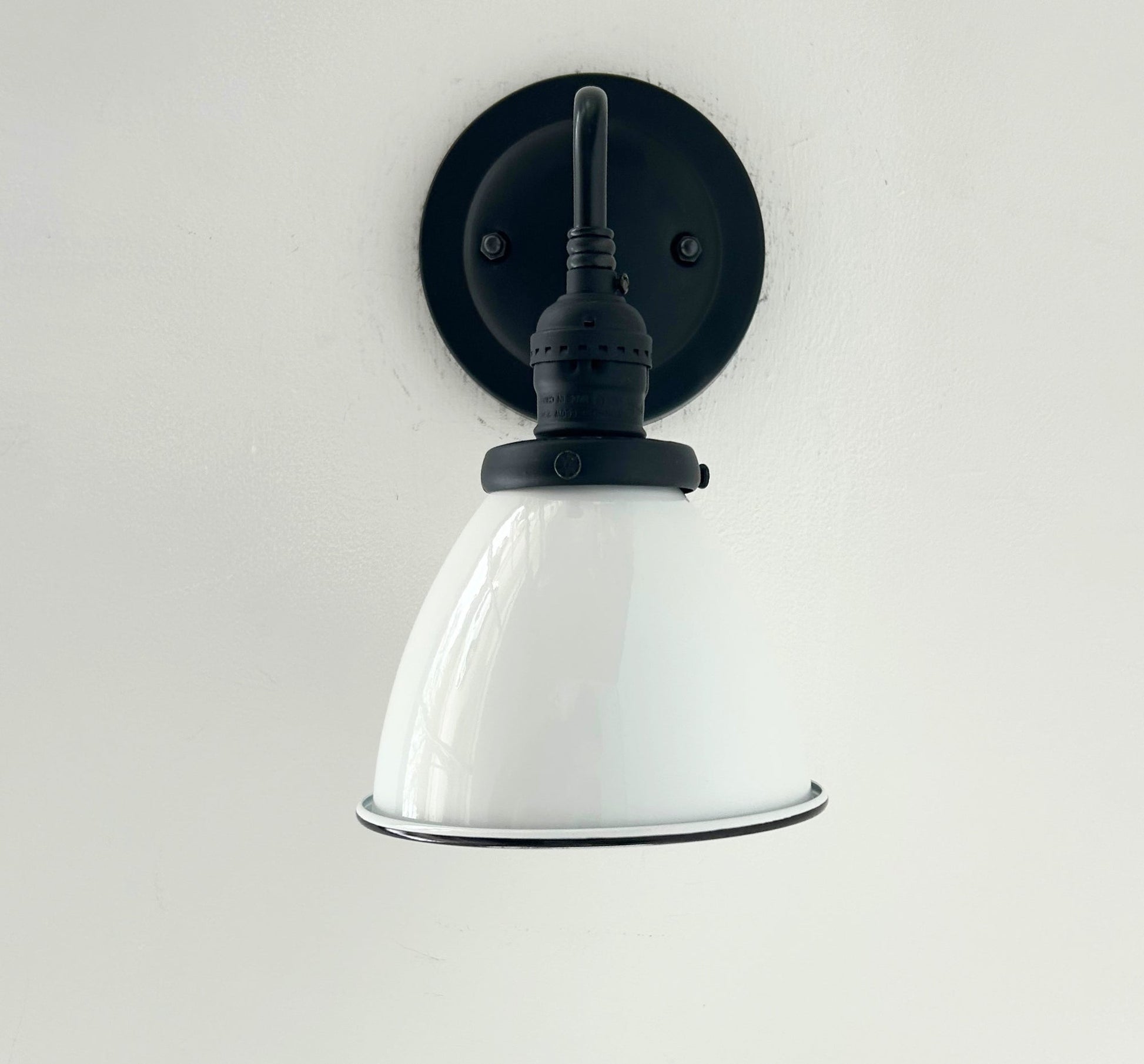 Petite White Enamel Farmhouse Wall Sconce Lighting
