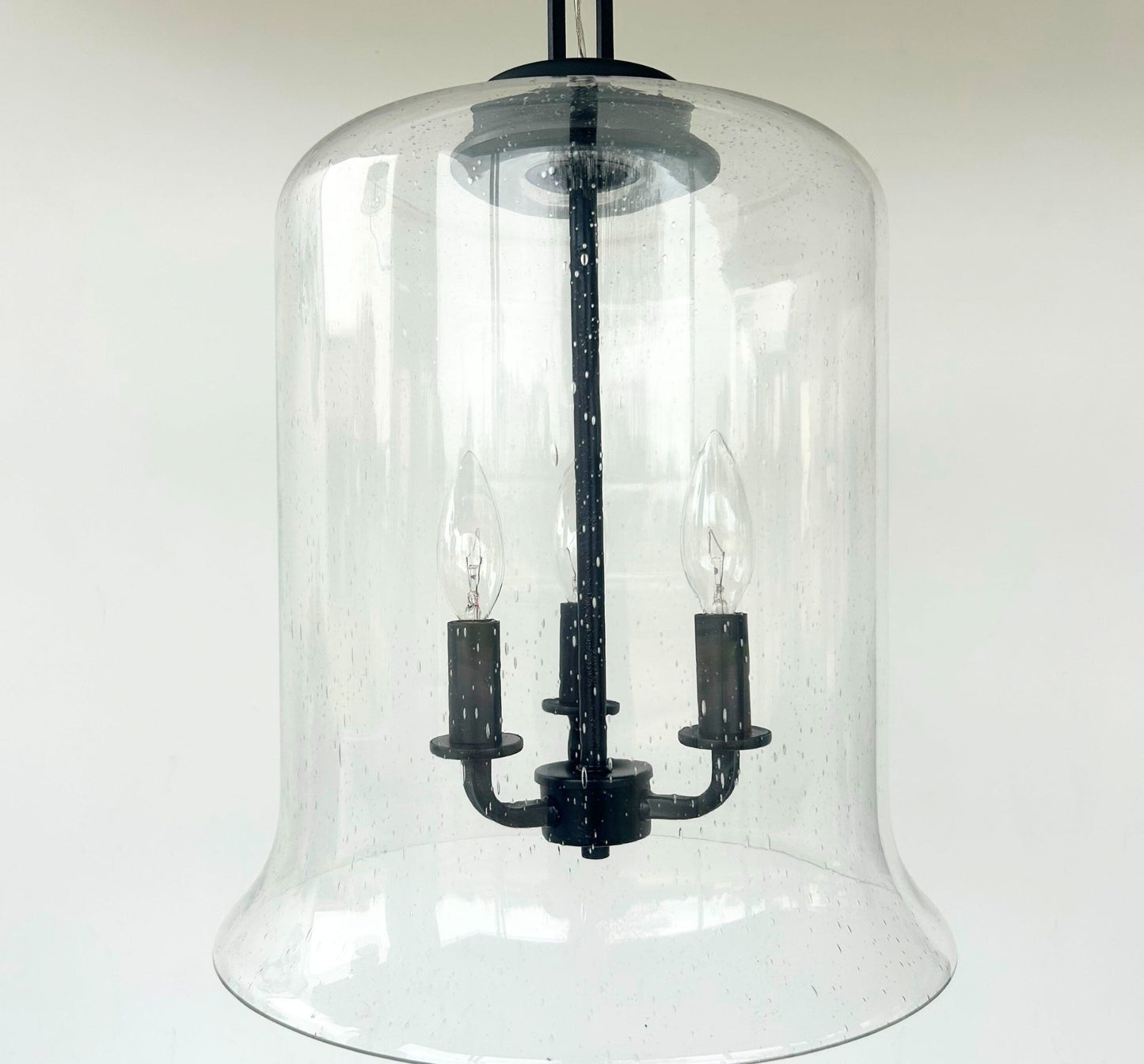 Extra Large Clear Seeded Glass Bell Pendant Light