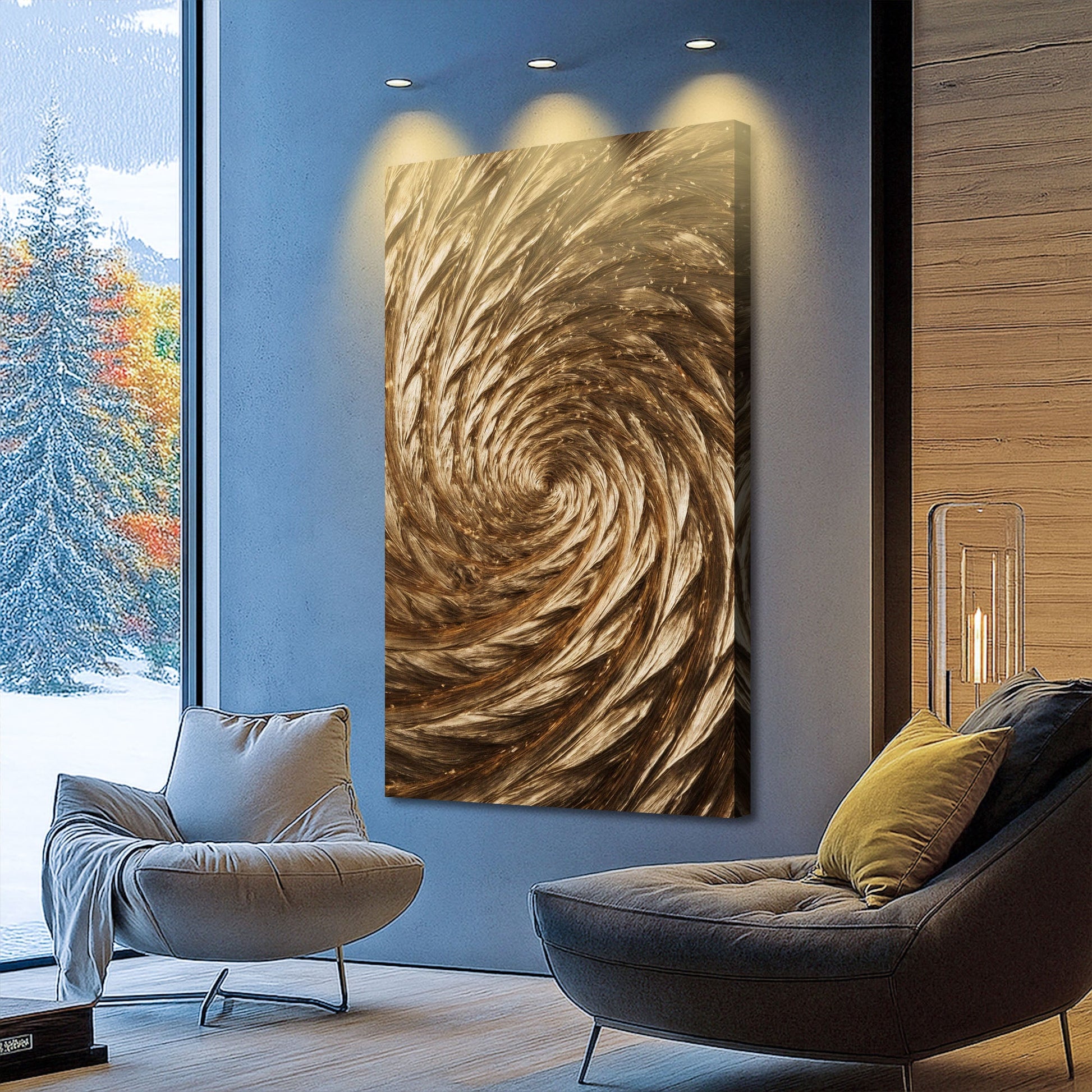 Gold Spiral Abstract Wall Art