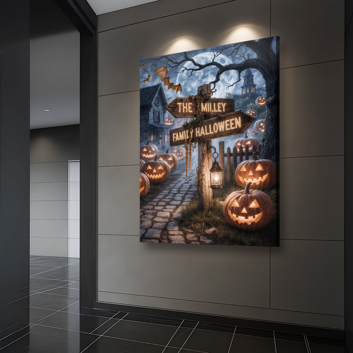 Personalized Family Name Street Sign Halloween Wall Art