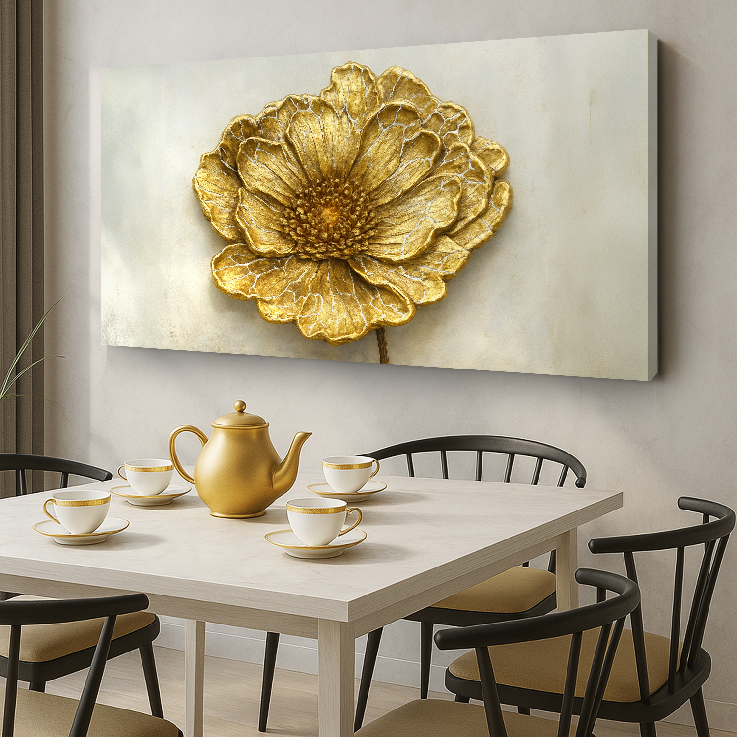 Golden Dandelion Minimalist Abstract Wall Art VI