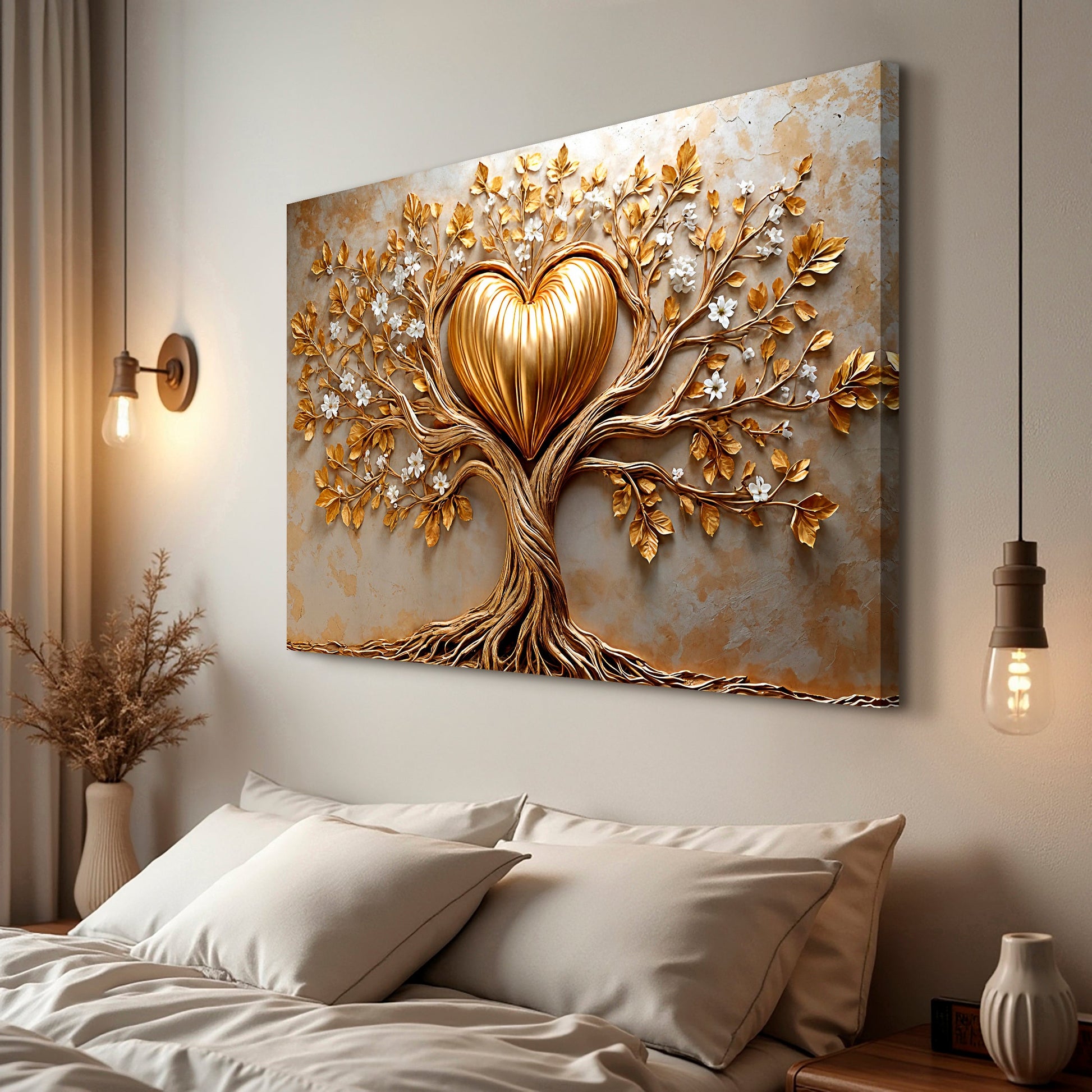 Golden Tree Heart Wall Art