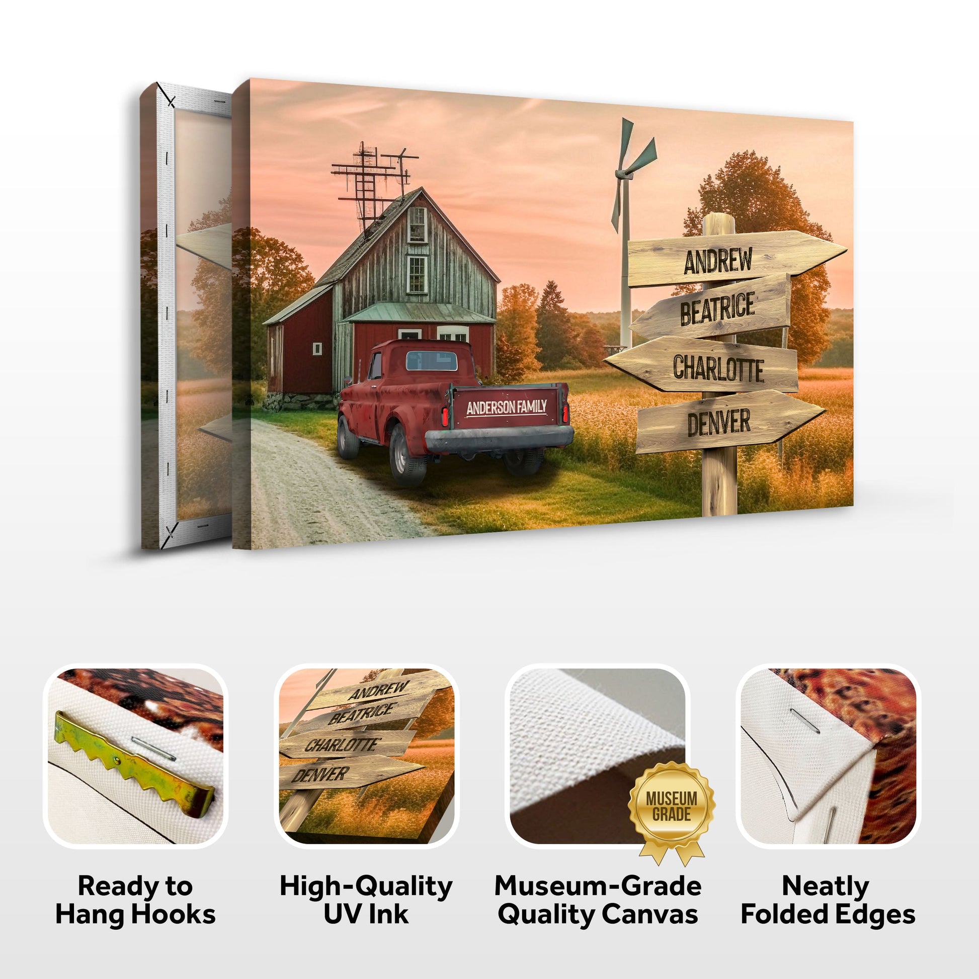 Old Truck Barn Family Names Sign