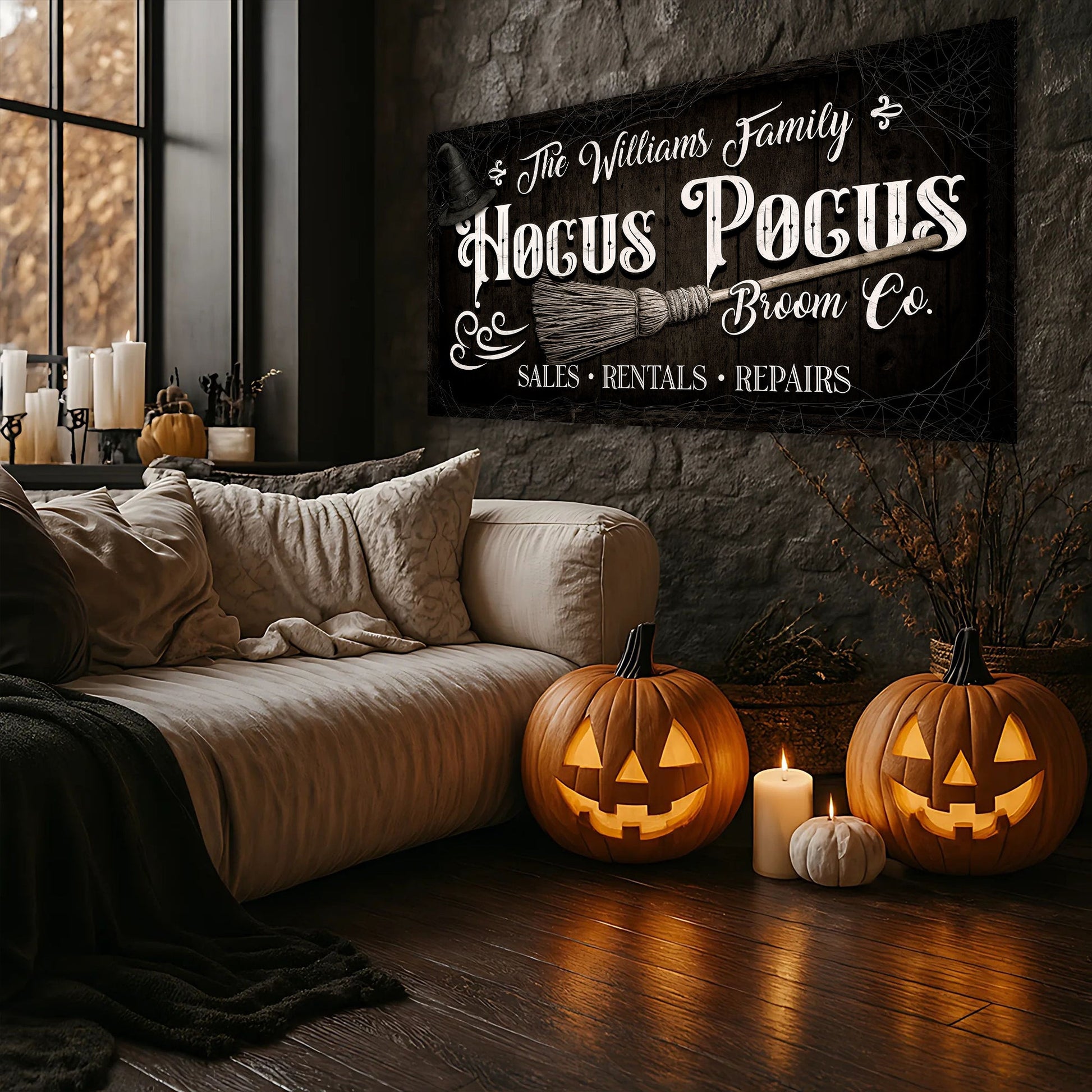 Personalized Hocus Pocus Broom Co. Wall Sign