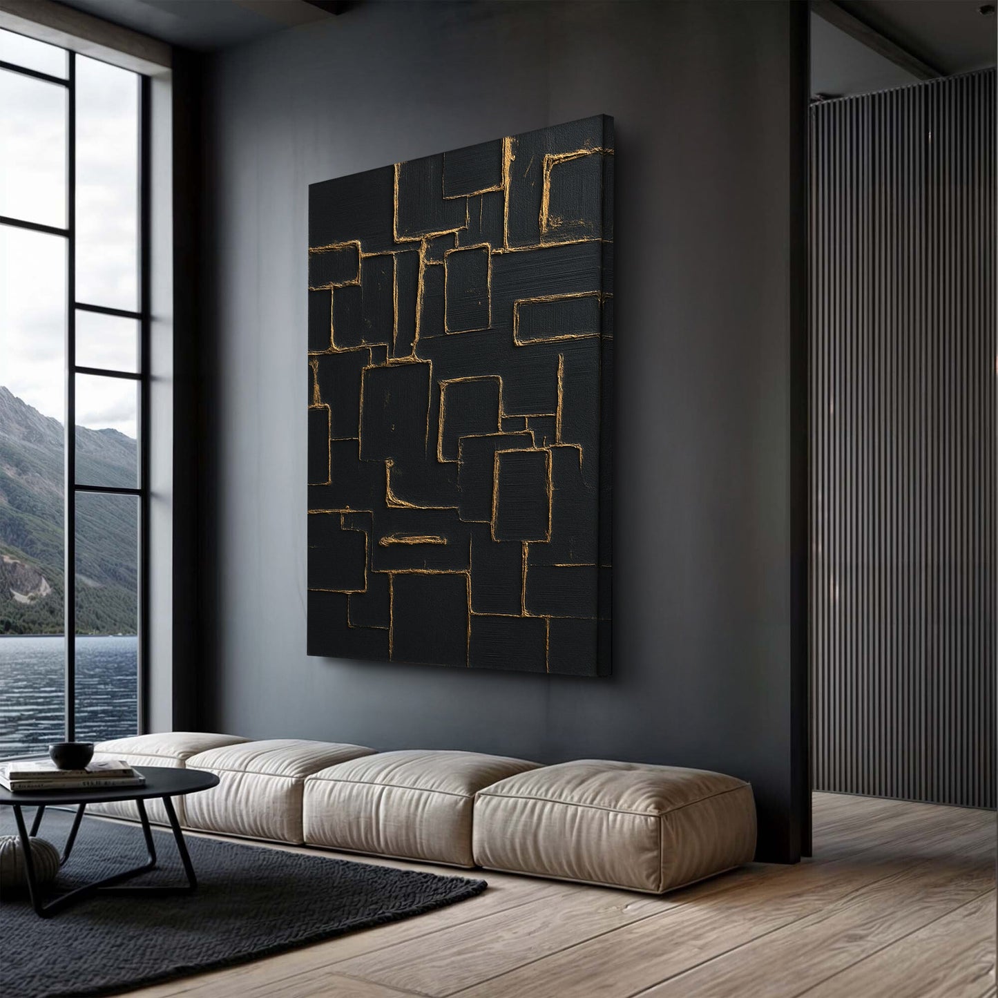 Contemporary Black and Gold Wall Art