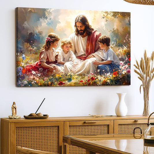 Jesus With Children Faith Wall Art II