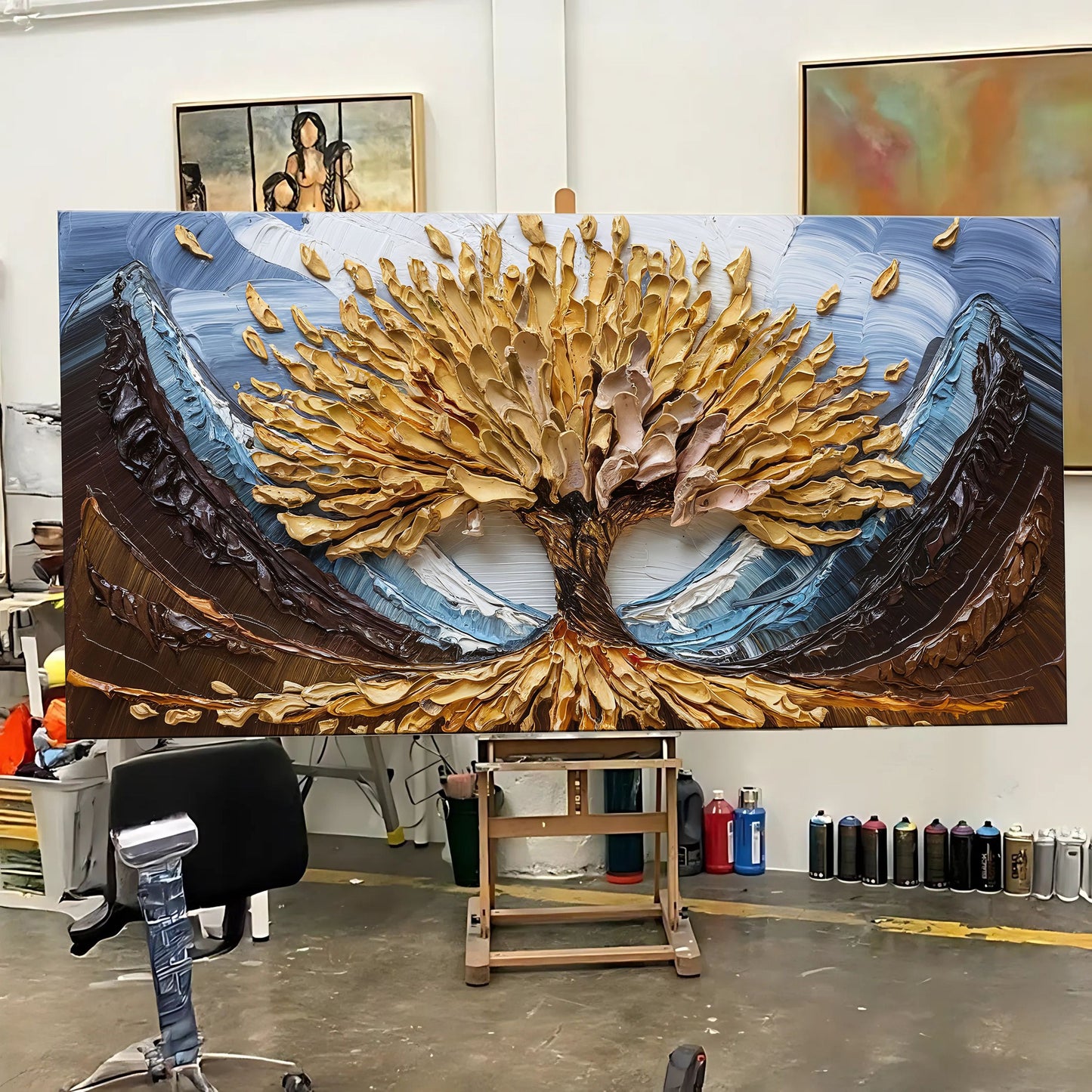 Golden Resilience Impasto Wall Art