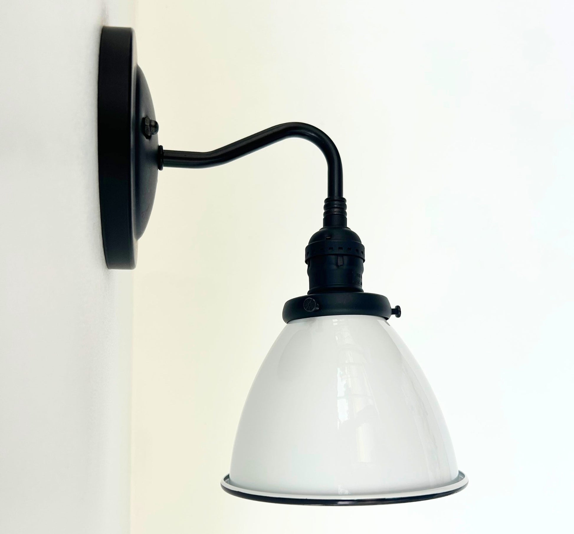 Petite White Enamel Farmhouse Wall Sconce Lighting