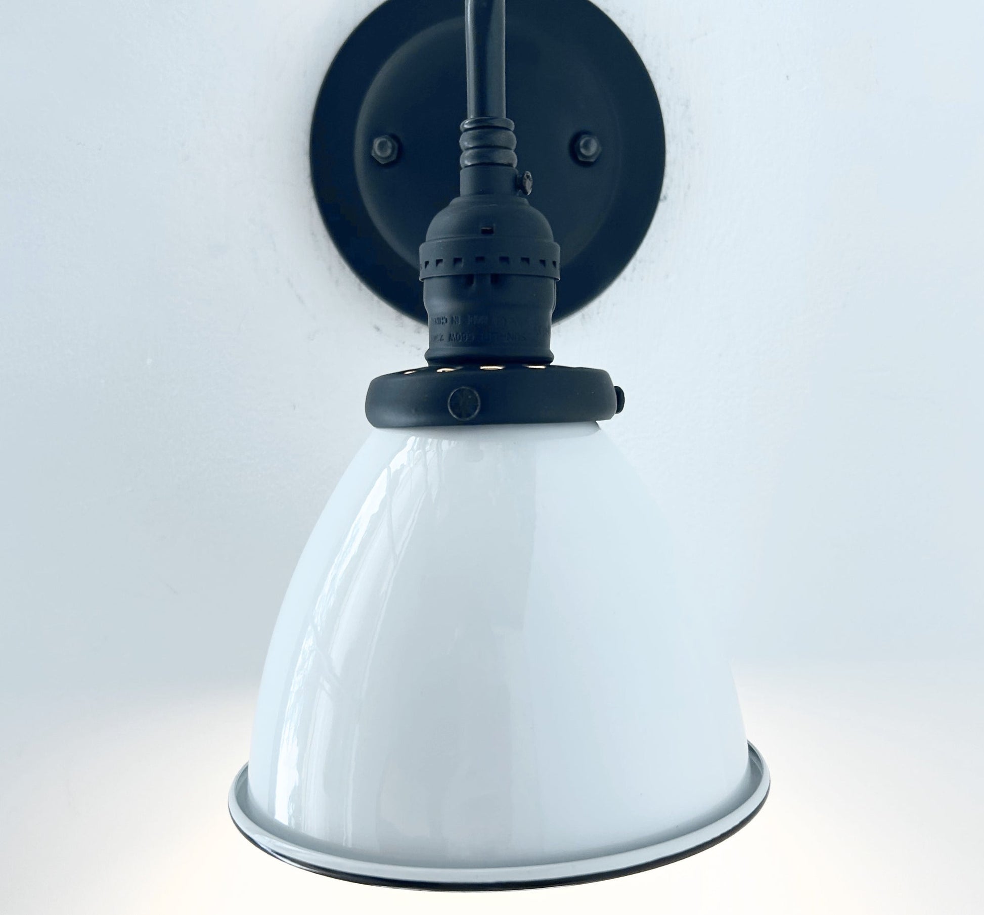 Petite White Enamel Farmhouse Wall Sconce Lighting