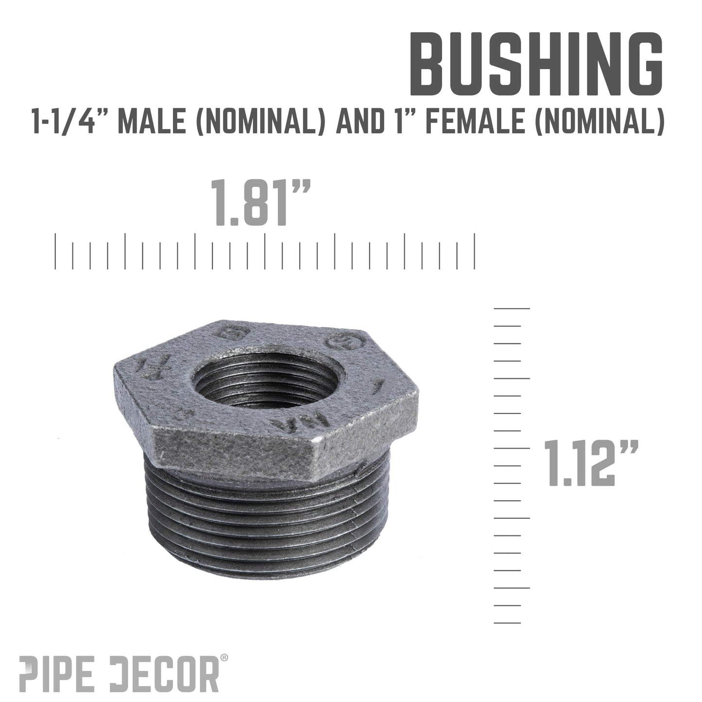 1 1/4 in. x 1 in. Black Bushing