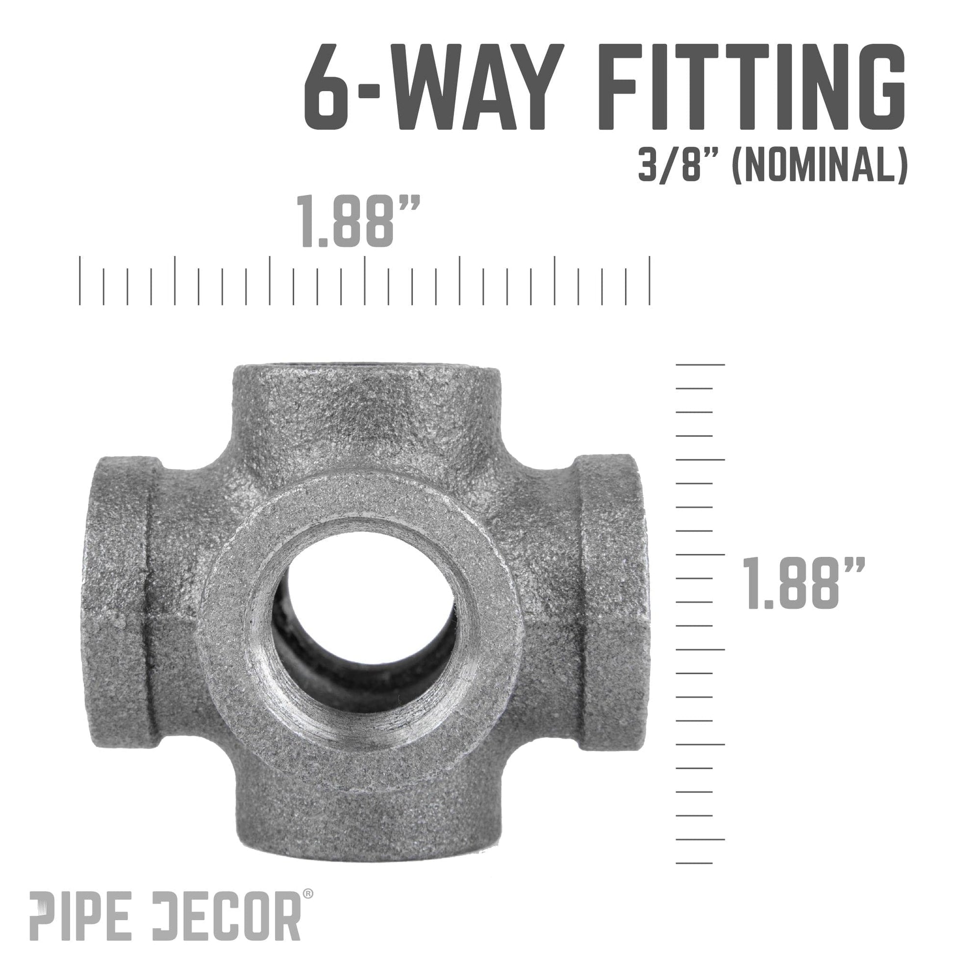 3/8 in. Black 6-Way Fitting