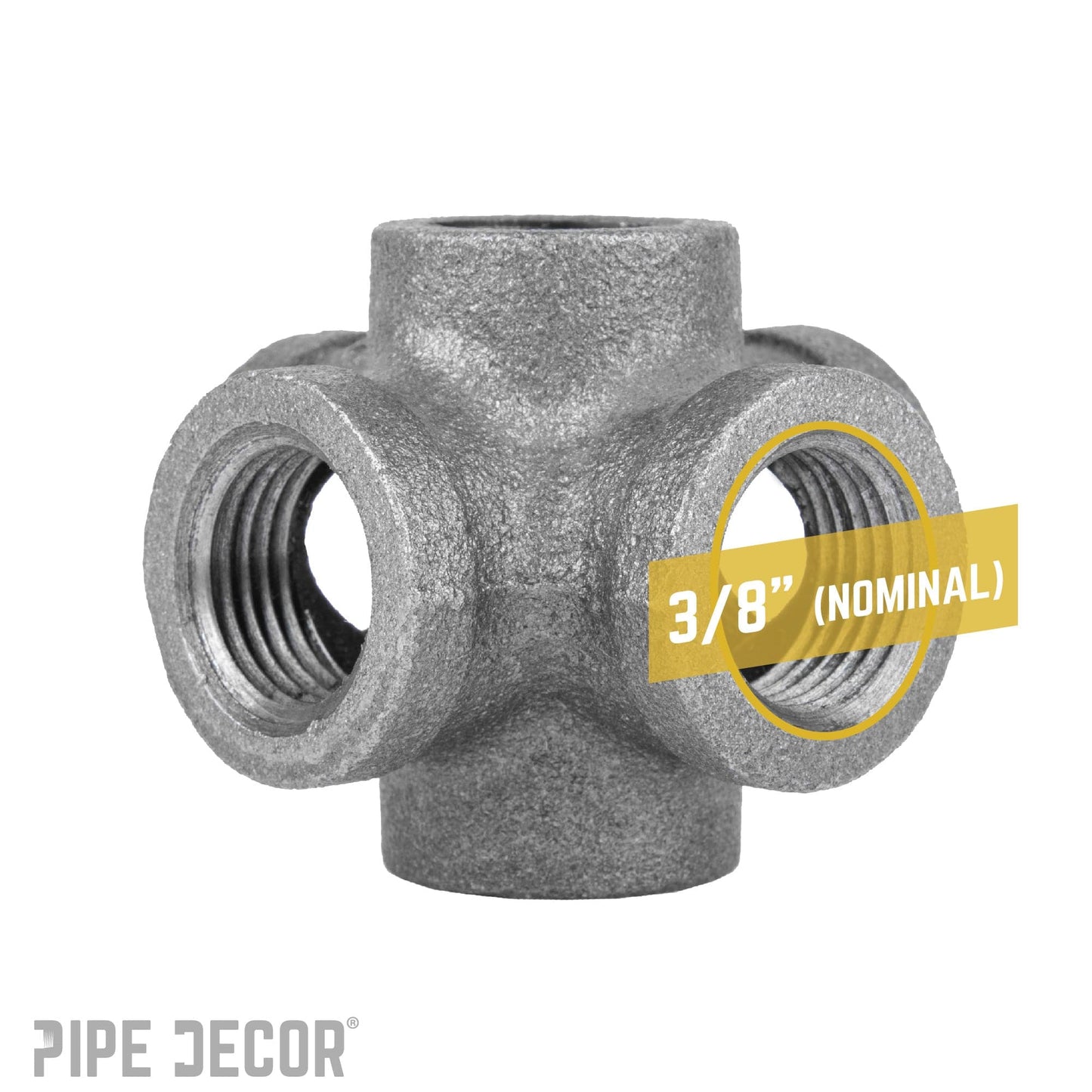 3/8 in. Black 6-Way Fitting