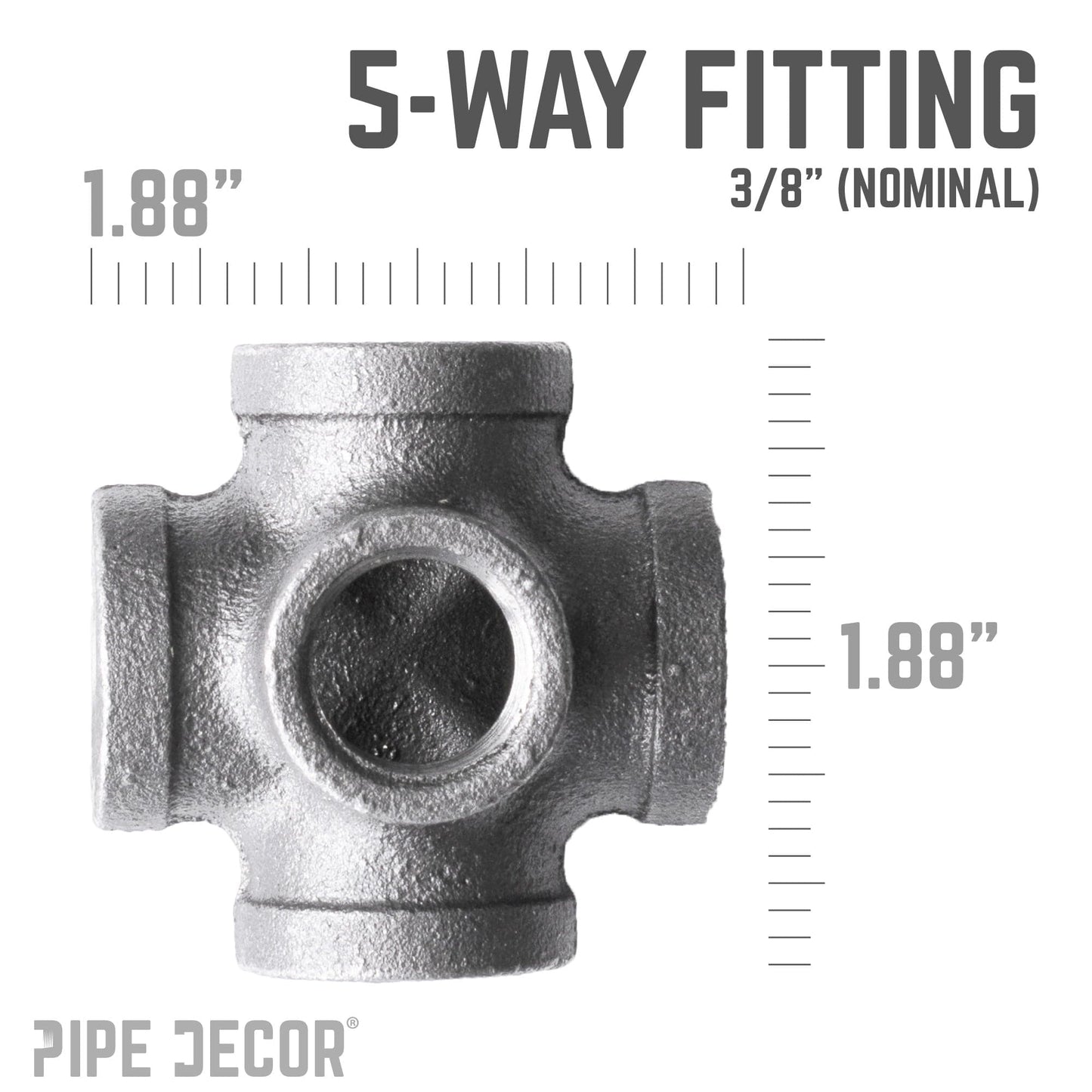 3/8 in. Black 5-way Fitting